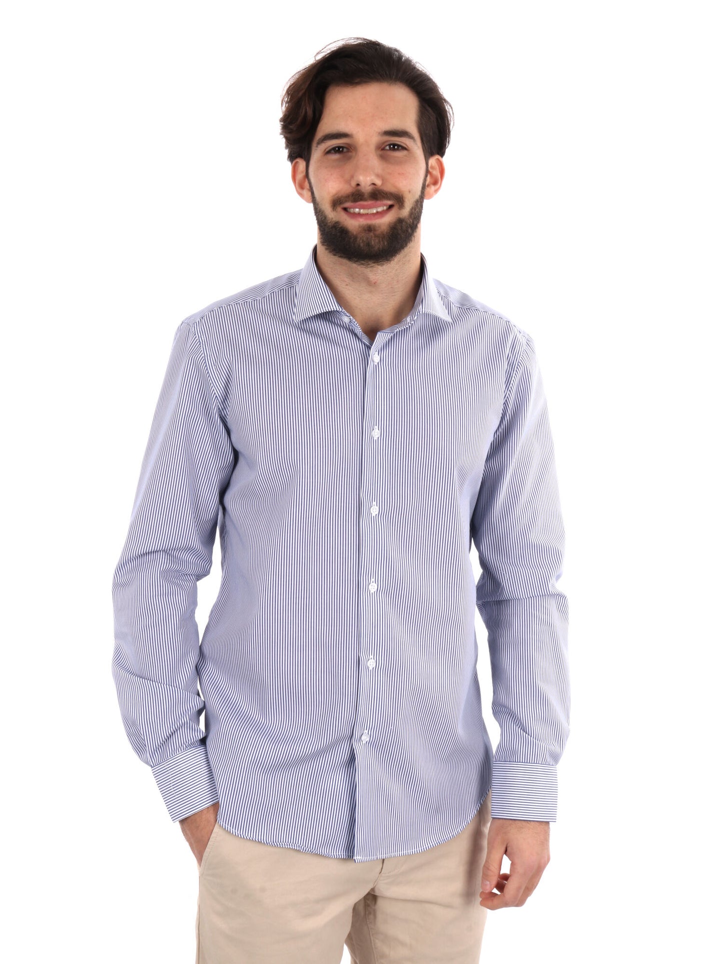 CAMICIA MILLERIGHE FB UOMO BIANCO-BLU