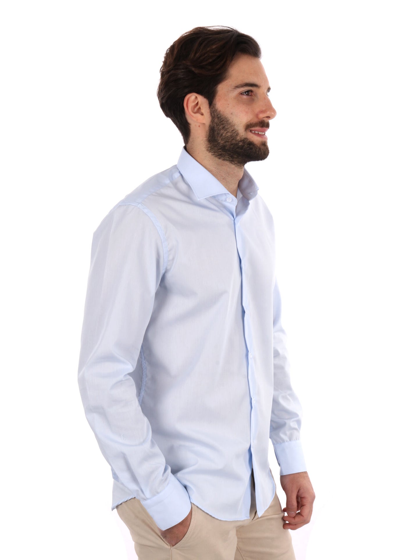 Camicia azzurra FB Napoli in cotone slim da uomo per cerimonia