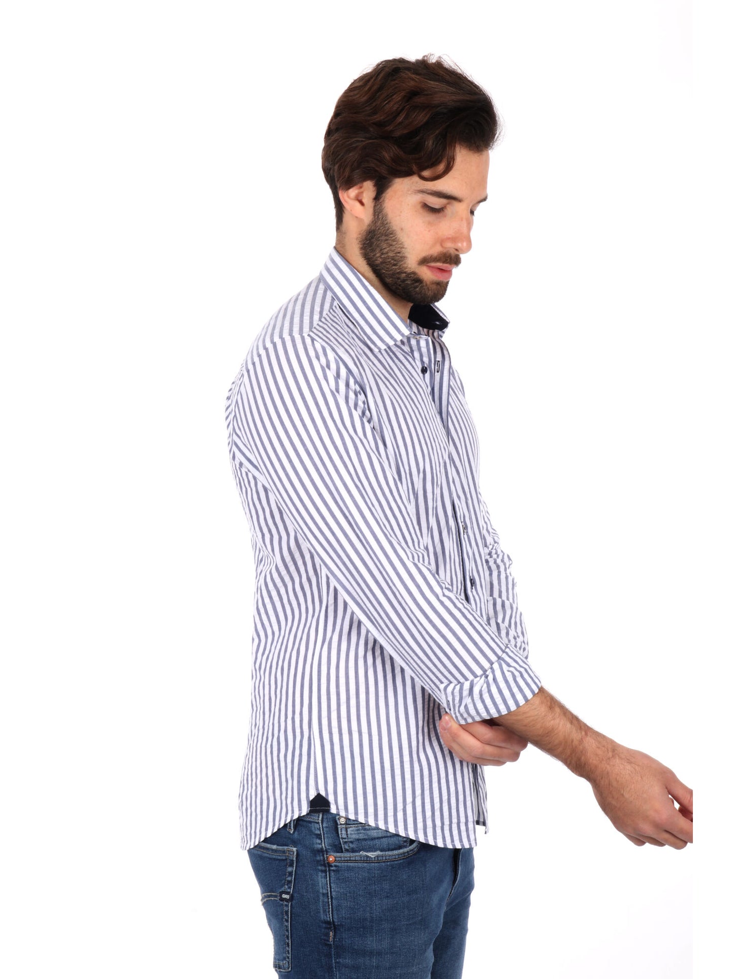 CAMICIA A RIGHE FB UOMO BIANCO-BLU