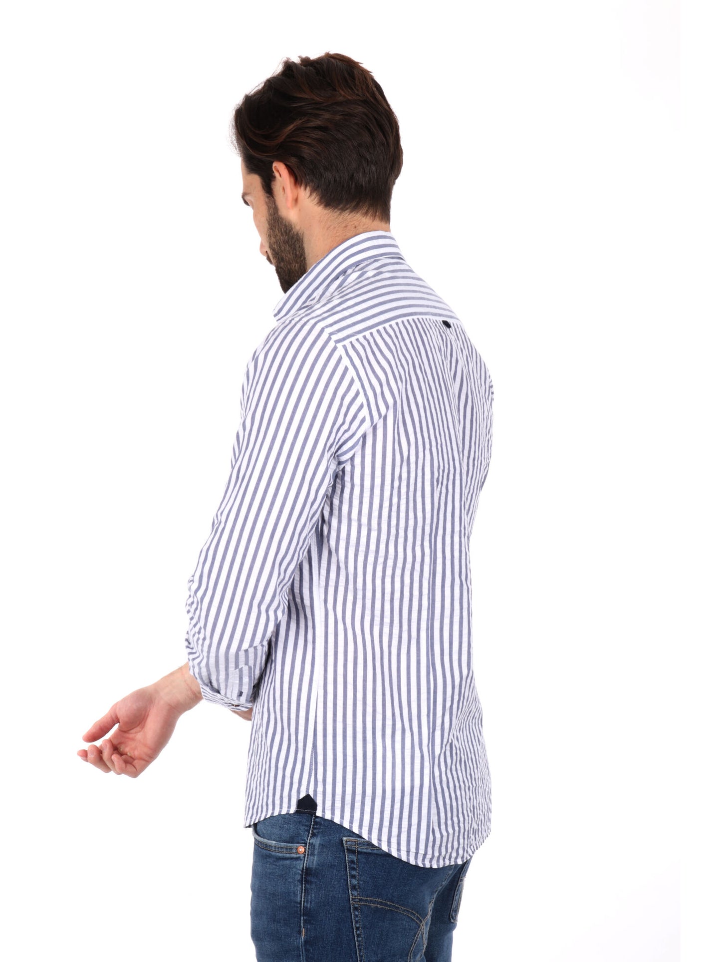 CAMICIA A RIGHE FB UOMO BIANCO-BLU