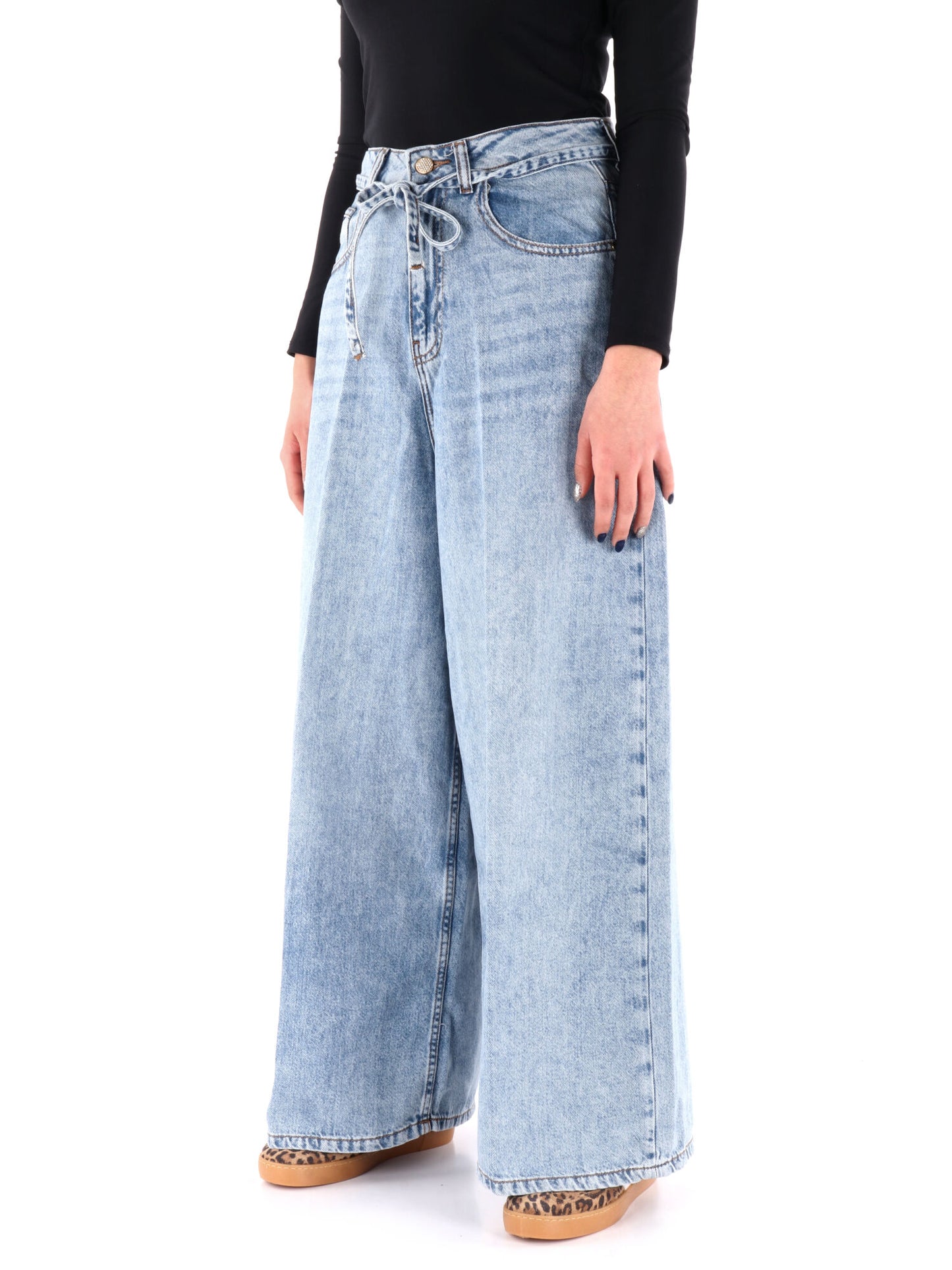 DENIM A PALAZZO YES ZEE DONNA JEANS CHIARO