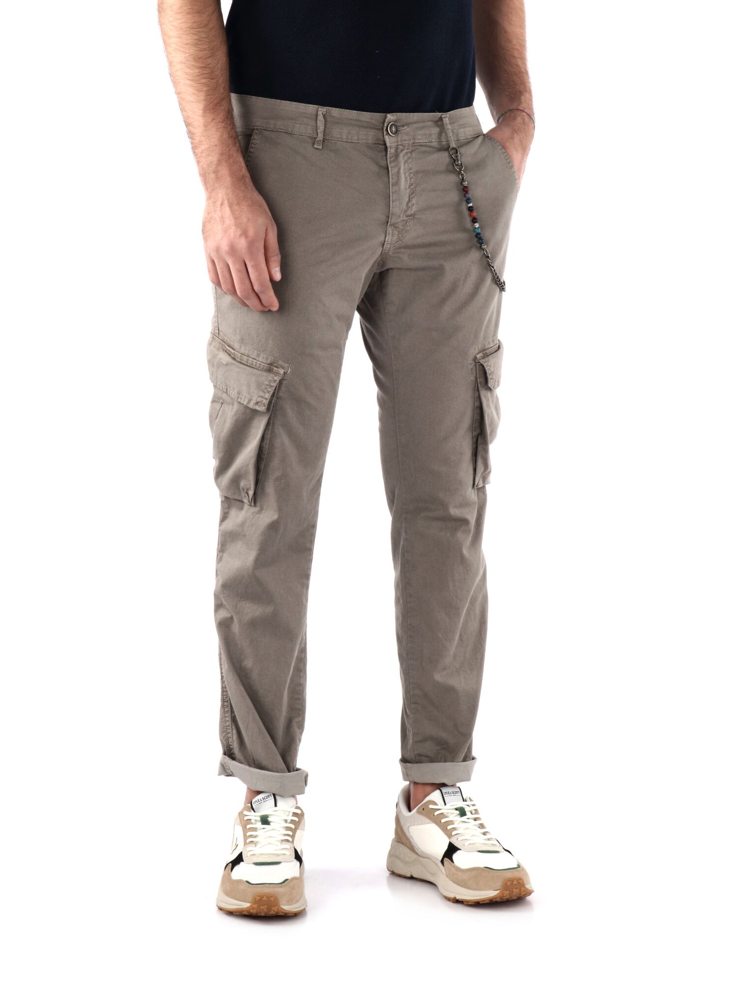 Pantalone cargo da uomo FB Palinsesto Cat in cotone beige spago