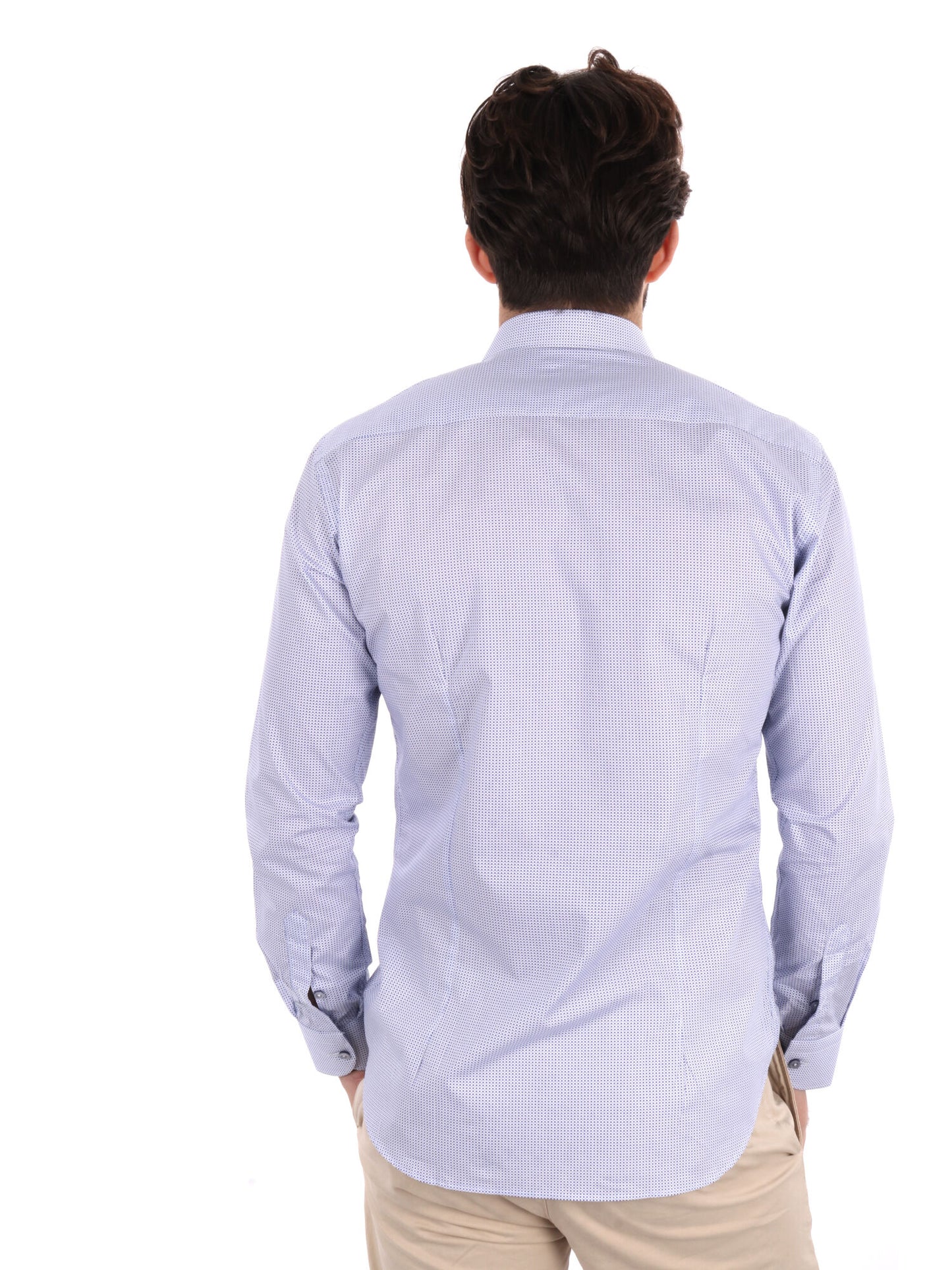CAMICIA MICROFANTASIA FB UOMO BIANCO AZZURRO