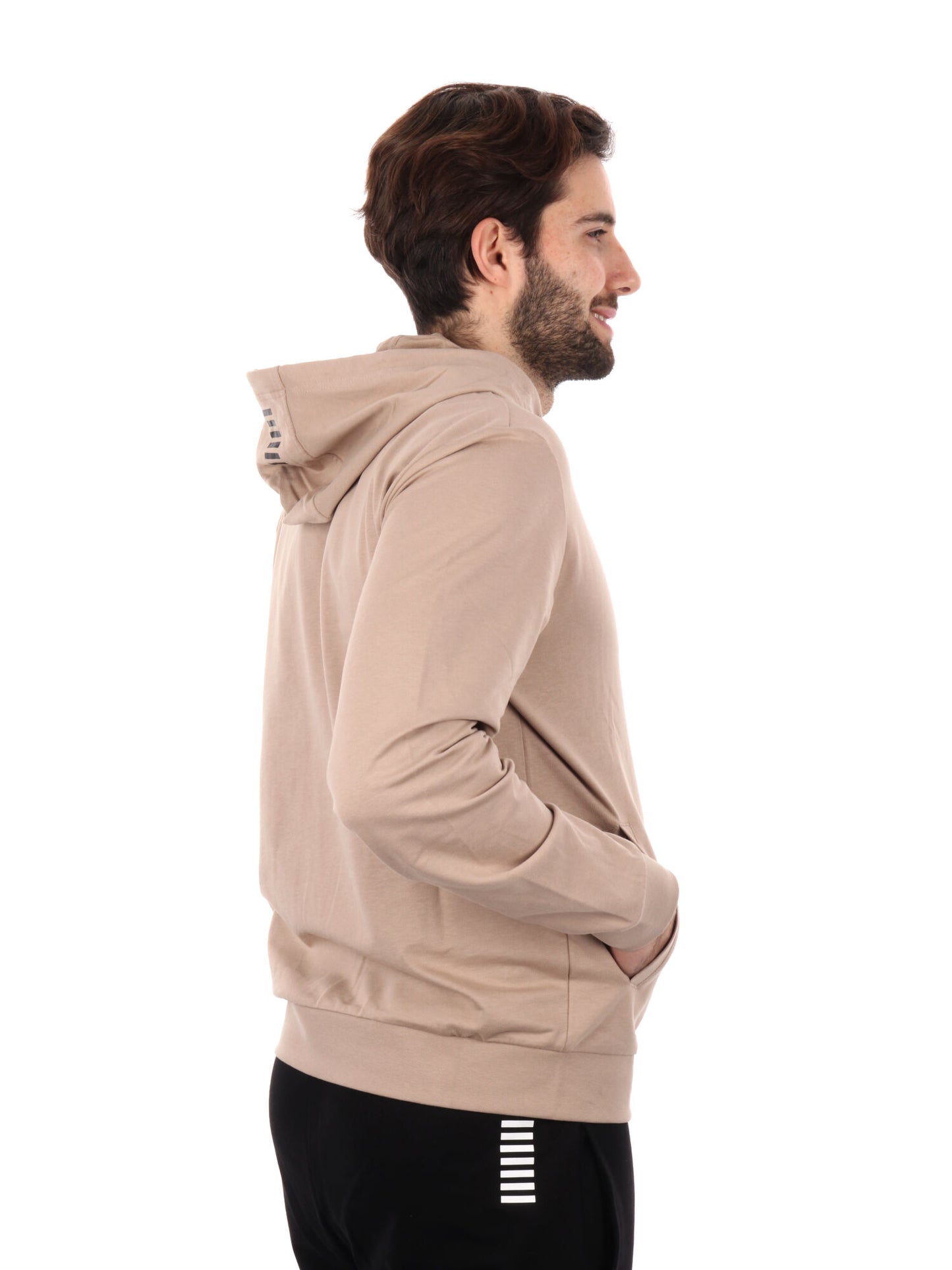 FELPA CON CAPPUCCIO CORE IDENTITY EA7 EMPORIO ARMANI UOMO BEIGE
