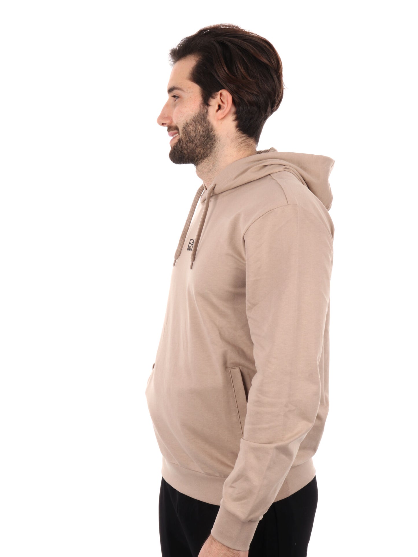 FELPA CON CAPPUCCIO CORE IDENTITY EA7 EMPORIO ARMANI UOMO BEIGE