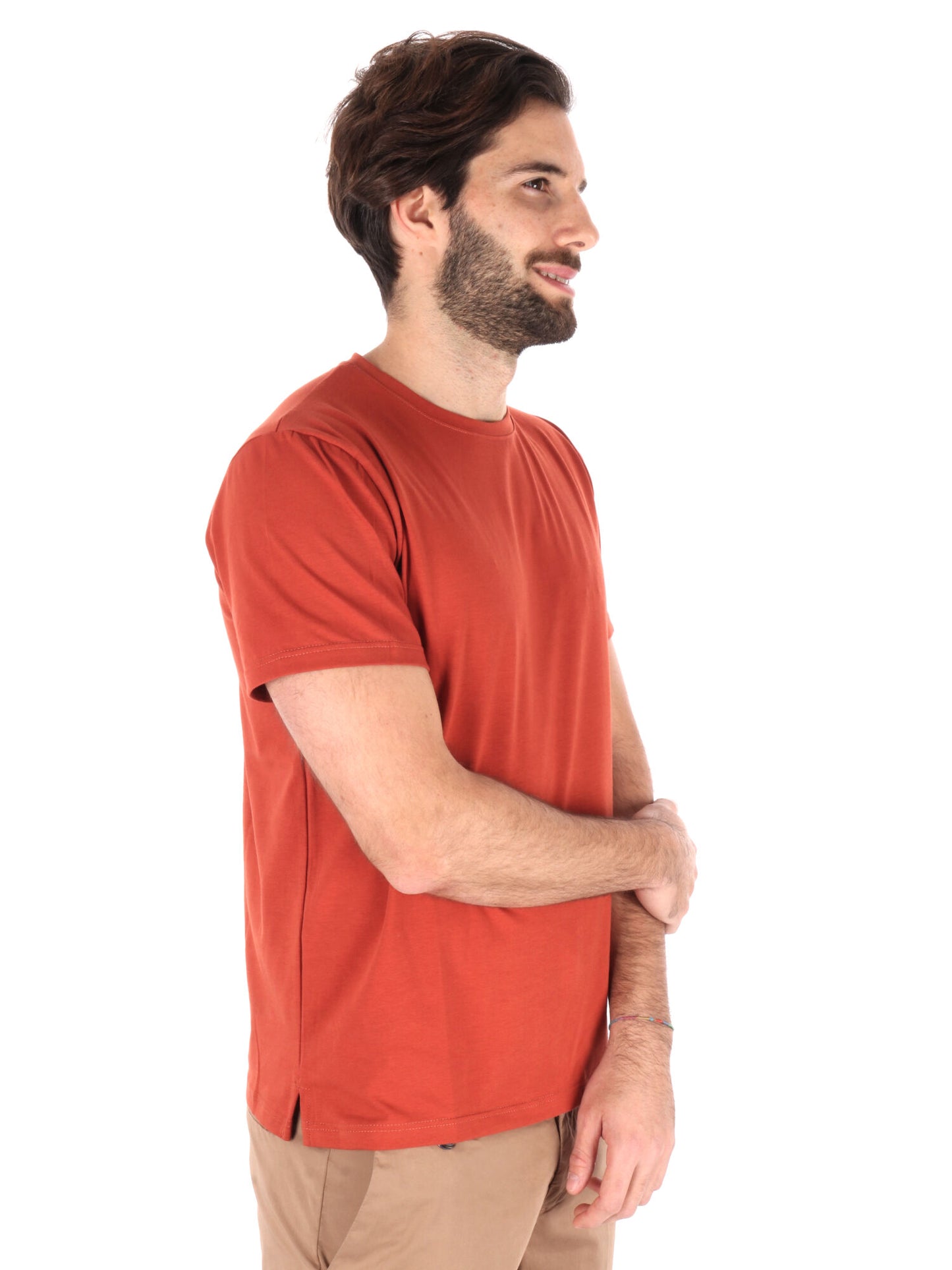 T-shirt Prati FB da uomo marrone coccio con girocollo classica