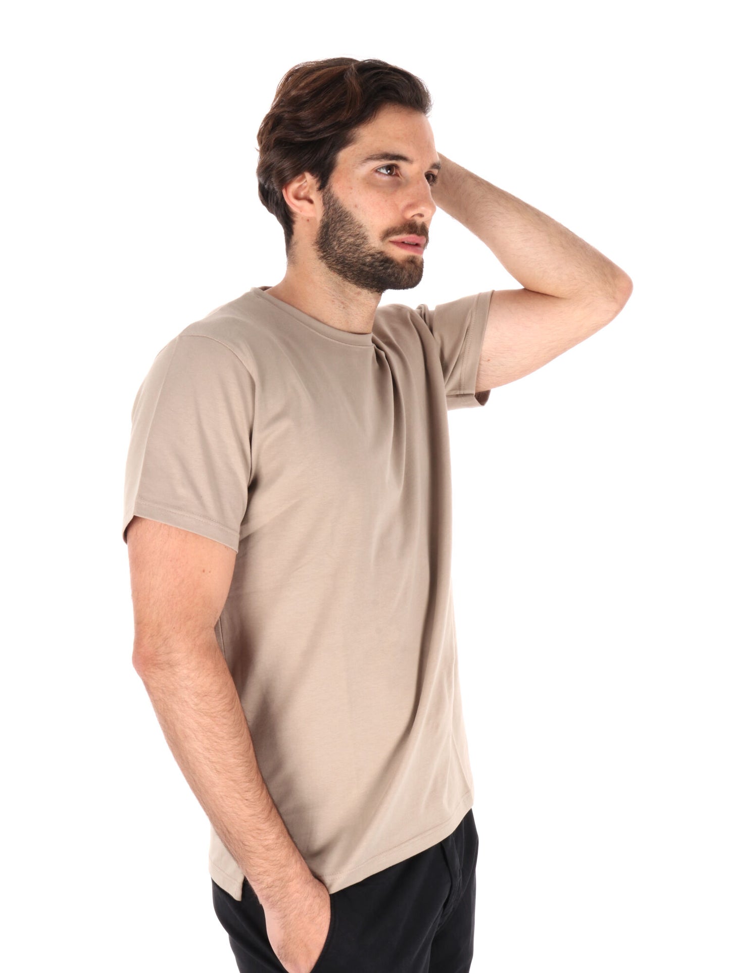 T-shirt Prati FB da uomo in cotone fango a girocollo