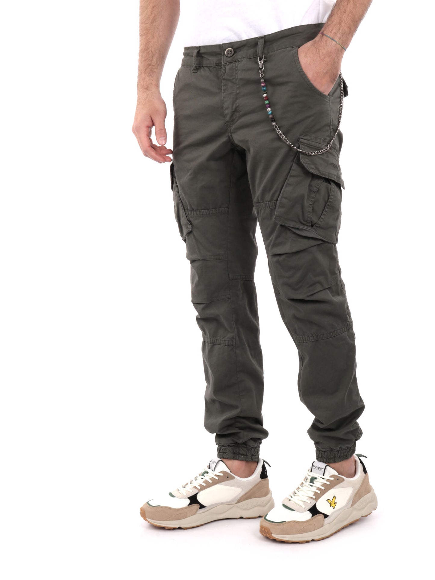 PANTALONE CARGO FB UOMO VERDE MILITARE