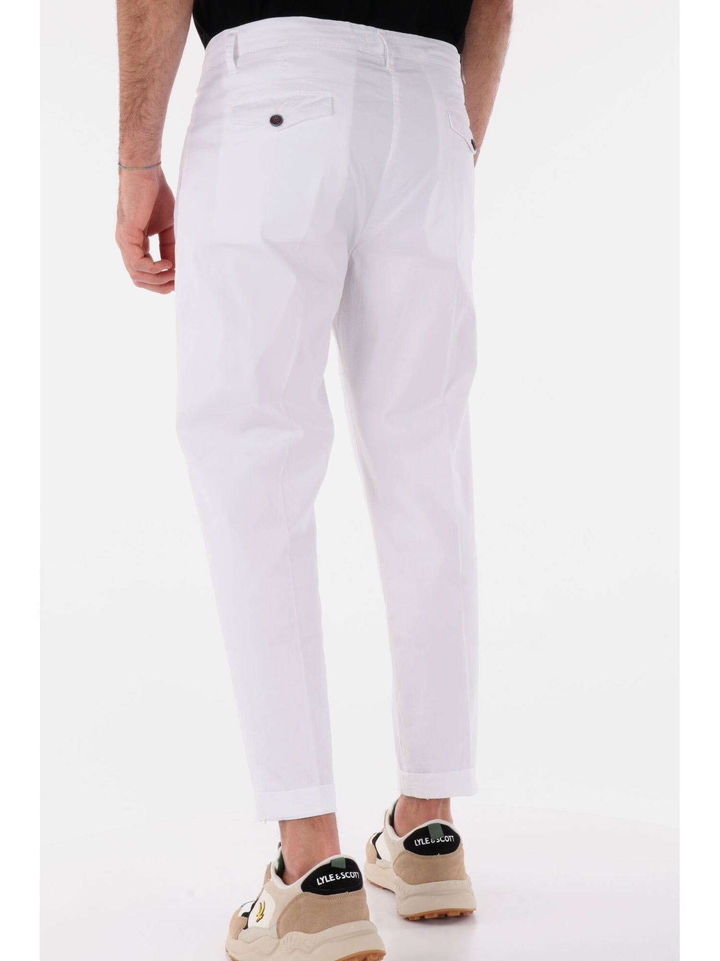 PANTALONE CON PENCE E CATENA BIANCO