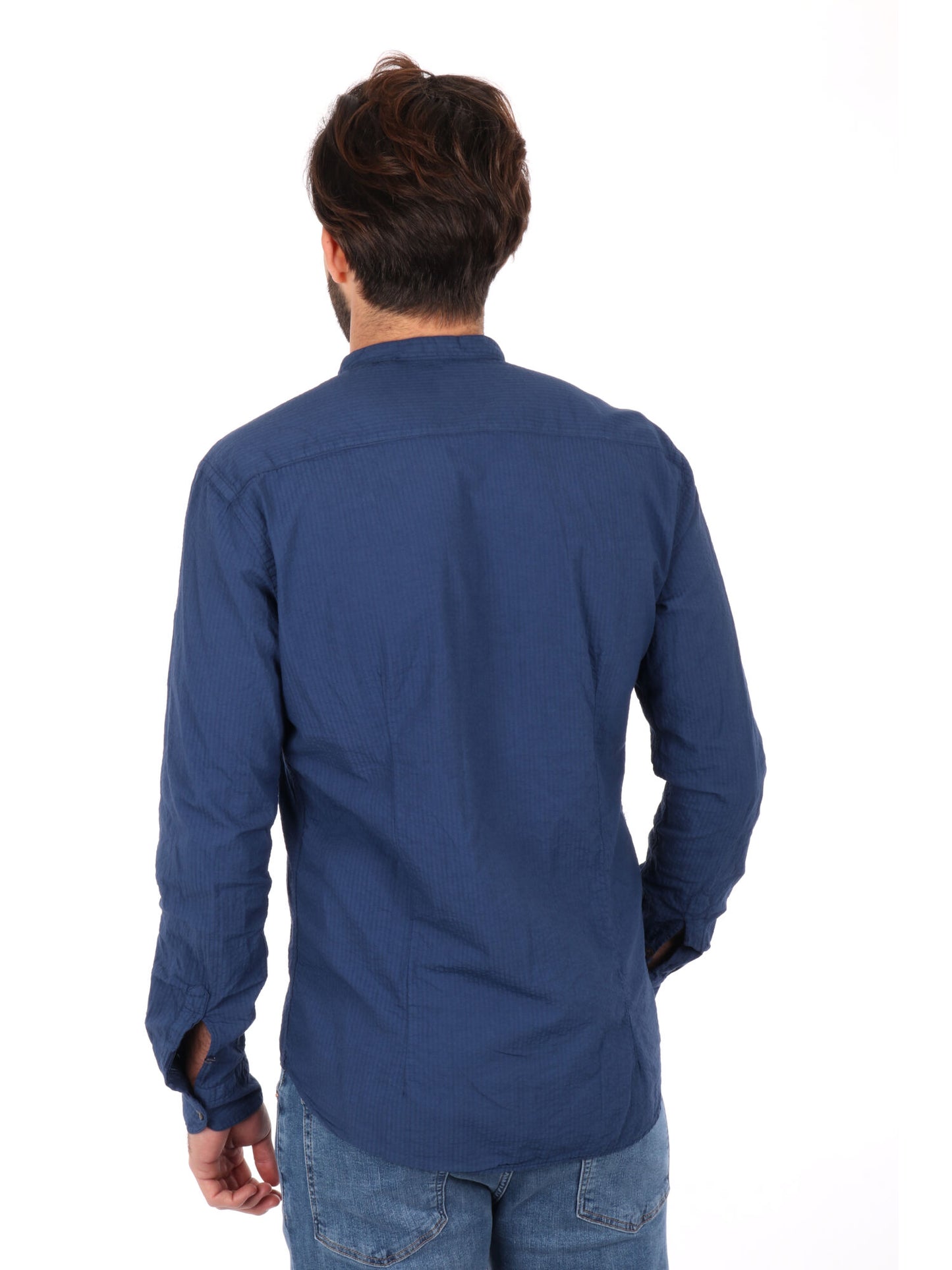 CAMICIA COLLO COREANO SEERSUK FB UOMO BLU MEDIO