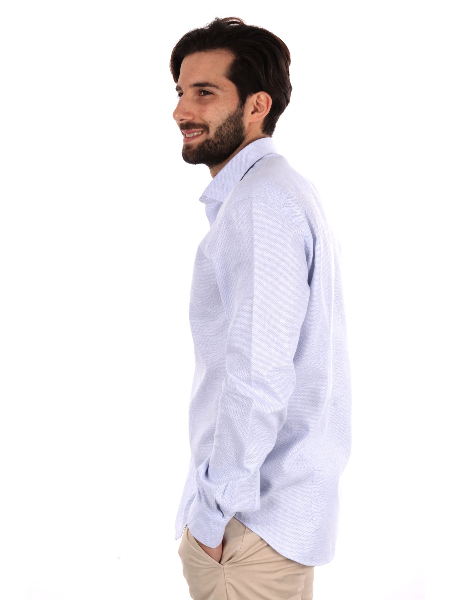 CAMICIA COTONE JAQUARD FB UOMO CELESTE