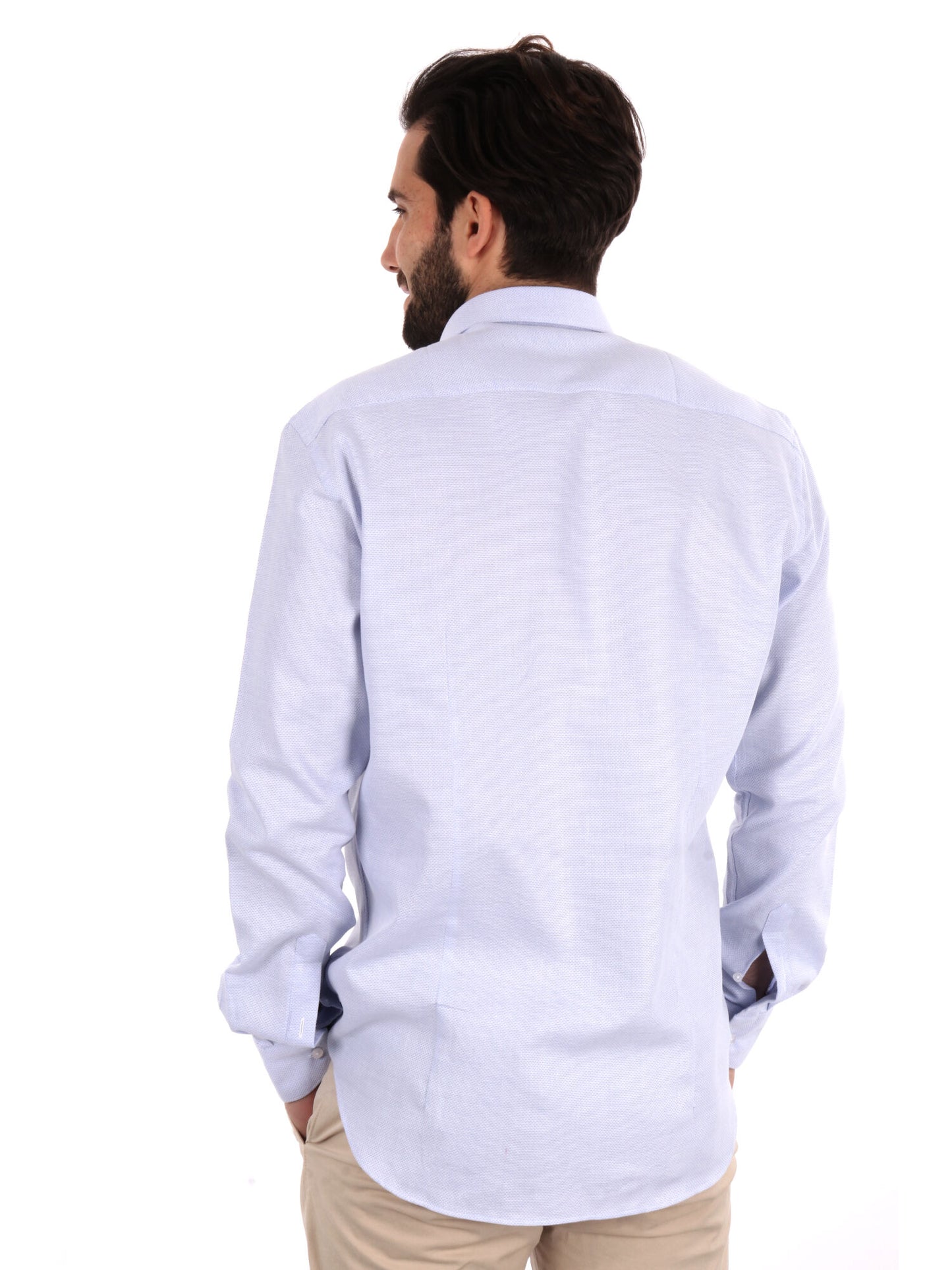 CAMICIA COTONE JAQUARD FB UOMO CELESTE