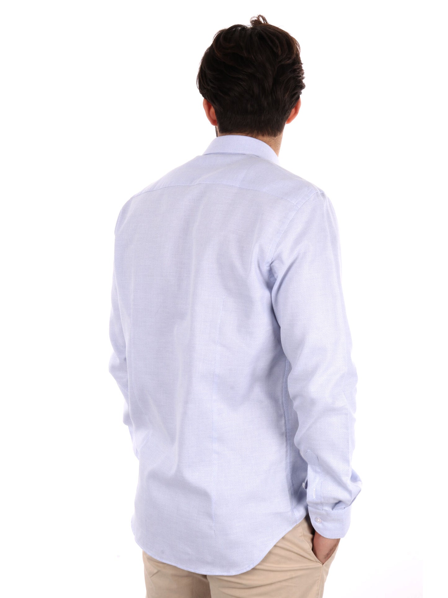 CAMICIA COTONE JAQUARD FB UOMO CELESTE