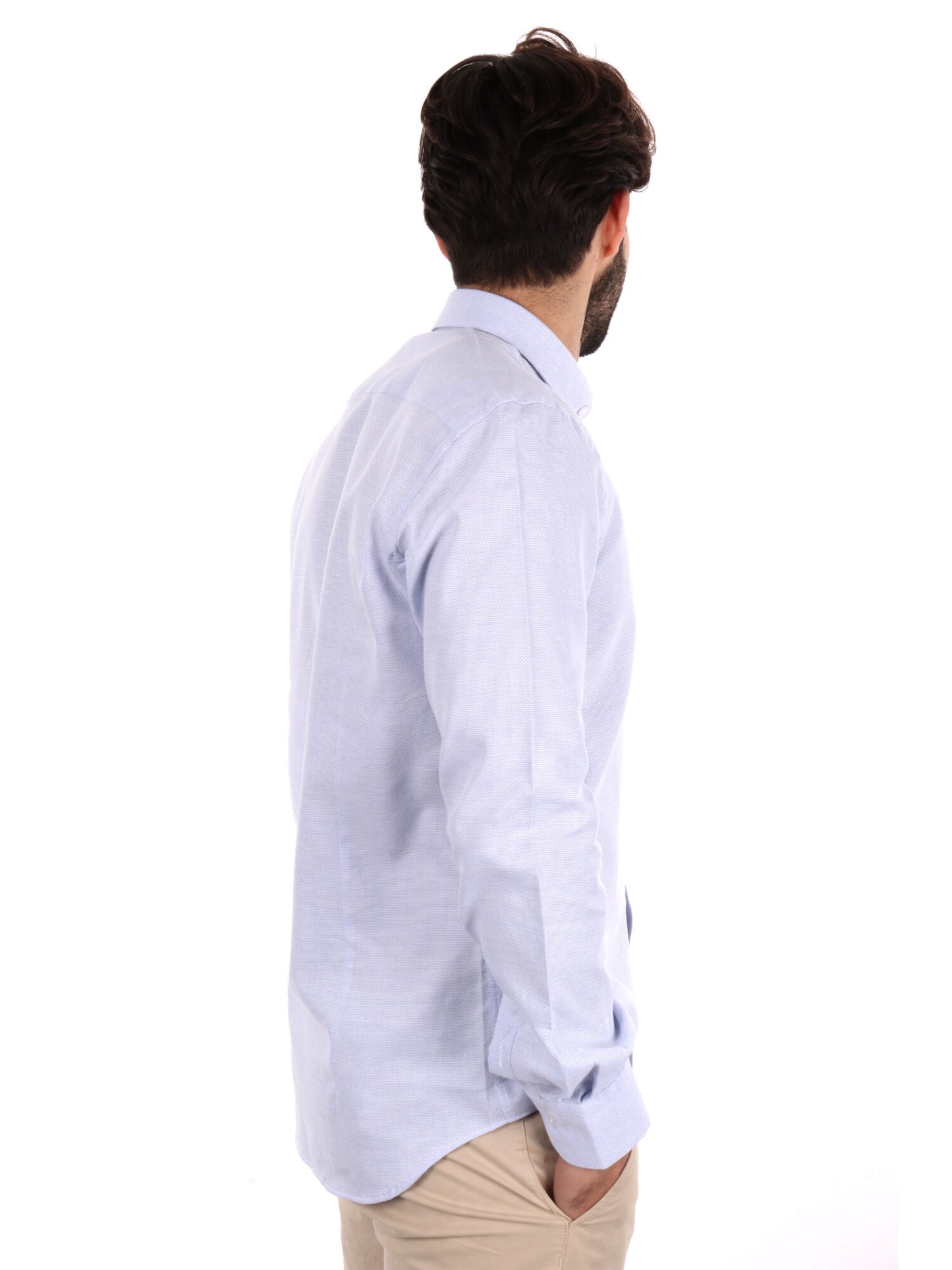 CAMICIA COTONE JAQUARD FB UOMO CELESTE