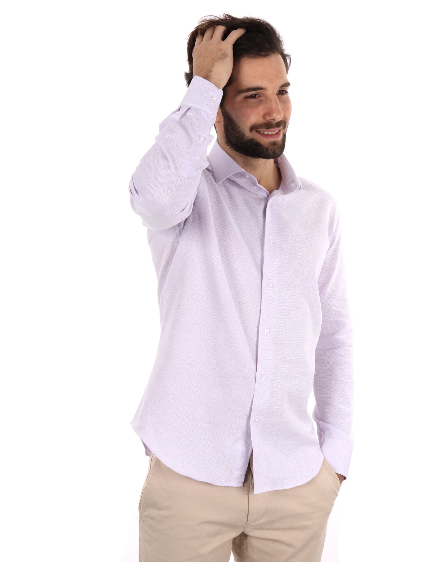 CAMICIA COTONE JAQUARD FB UOMO LILLA