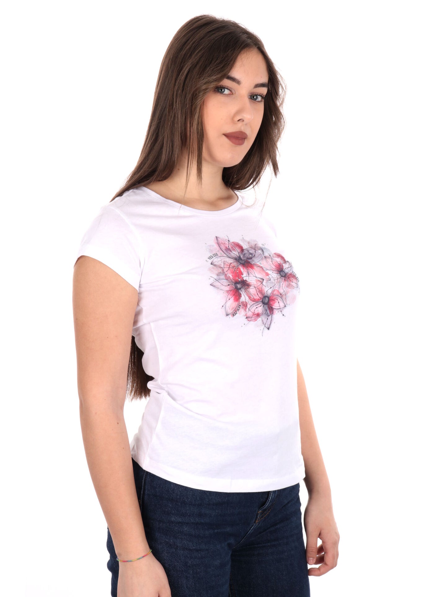 T-SHIRT CON STAMPA YES ZEE DONNA BIANCO