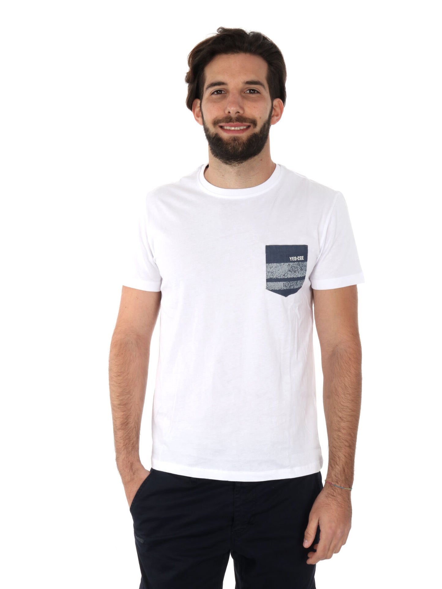 T-SHIRT CON TASCHINO YES ZEE UOMO GESSO