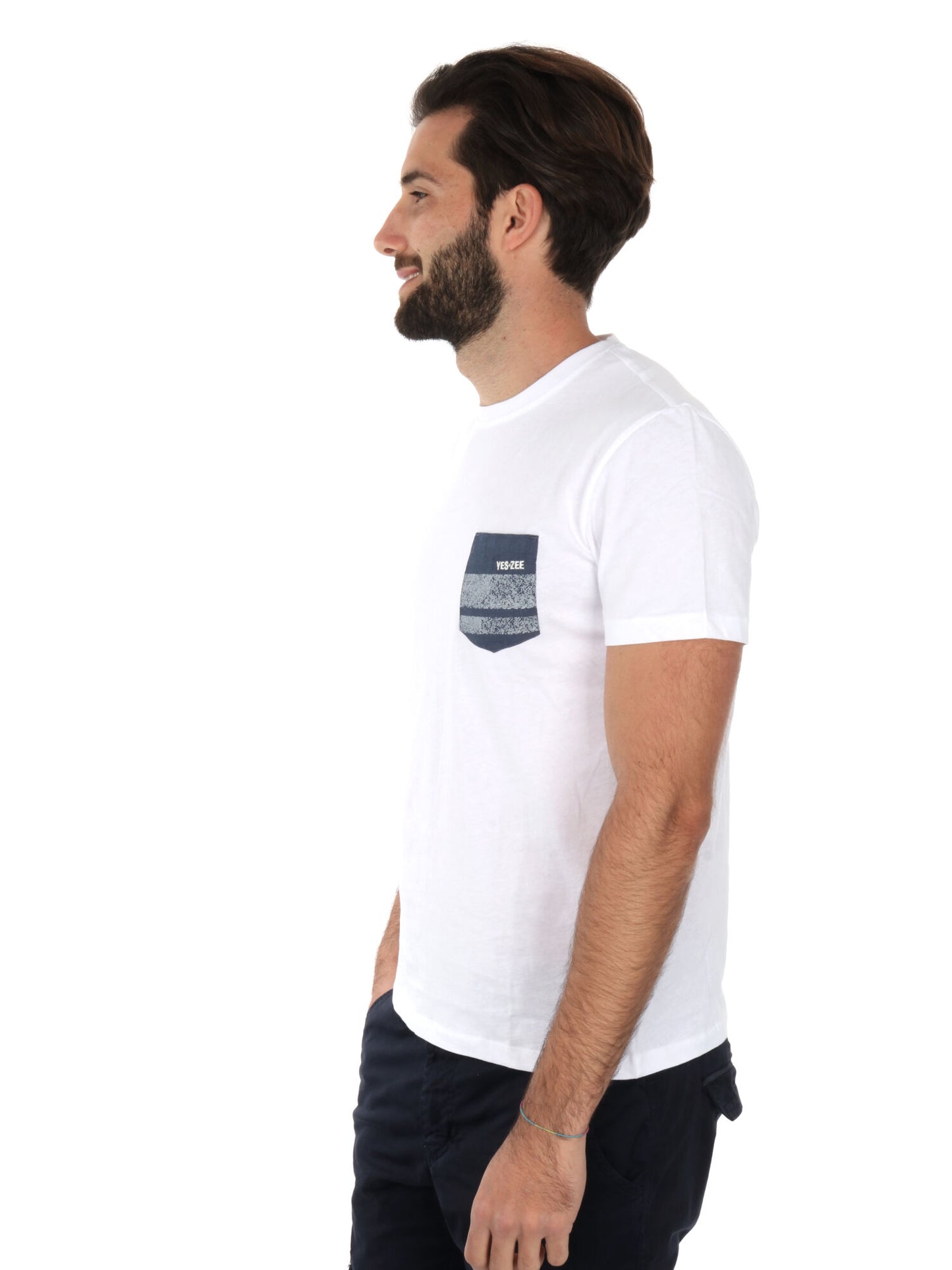 T-SHIRT CON TASCHINO YES ZEE UOMO GESSO