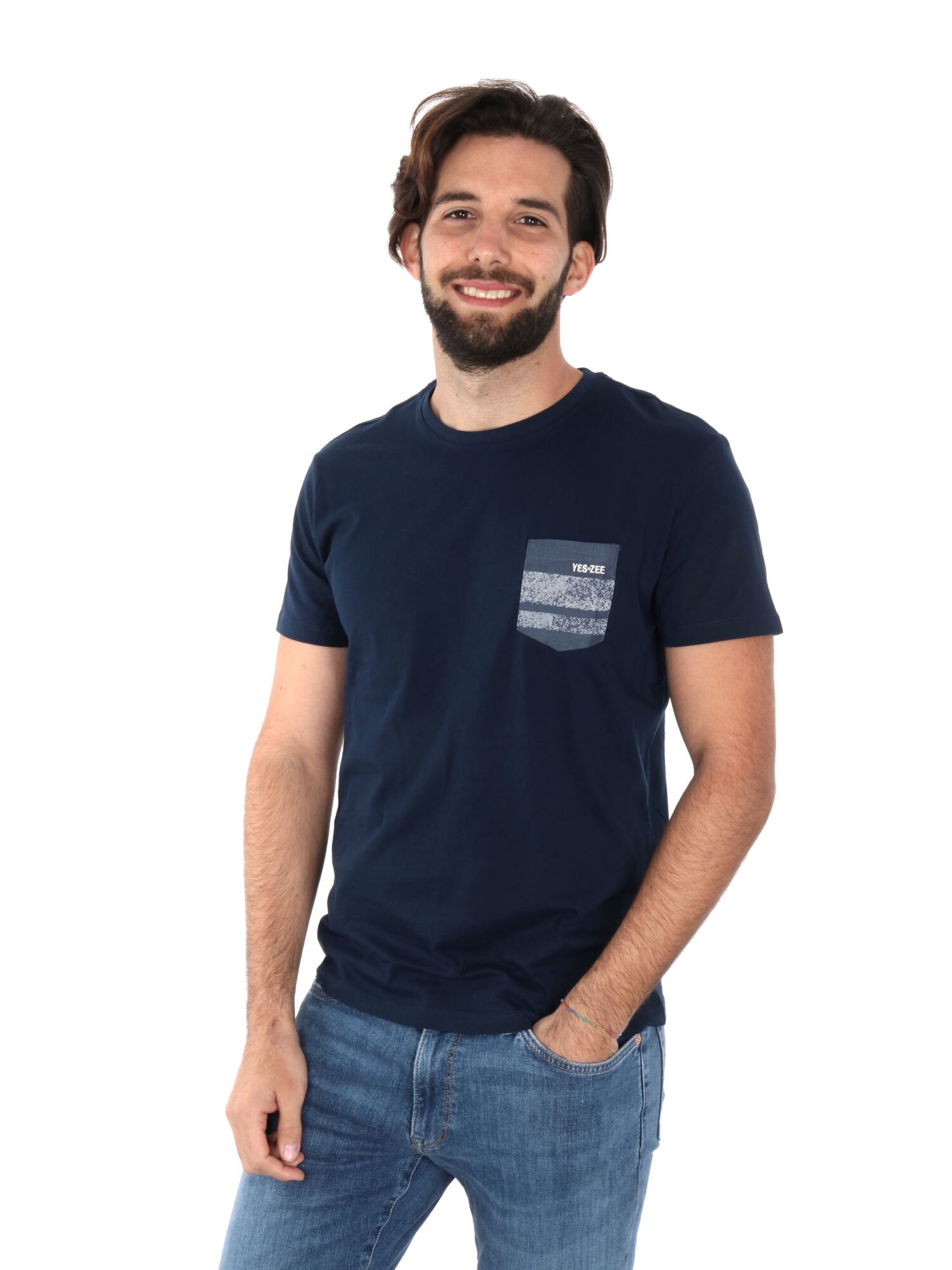 T-SHIRT CON TASCHINO YES ZEE UOMO BLU