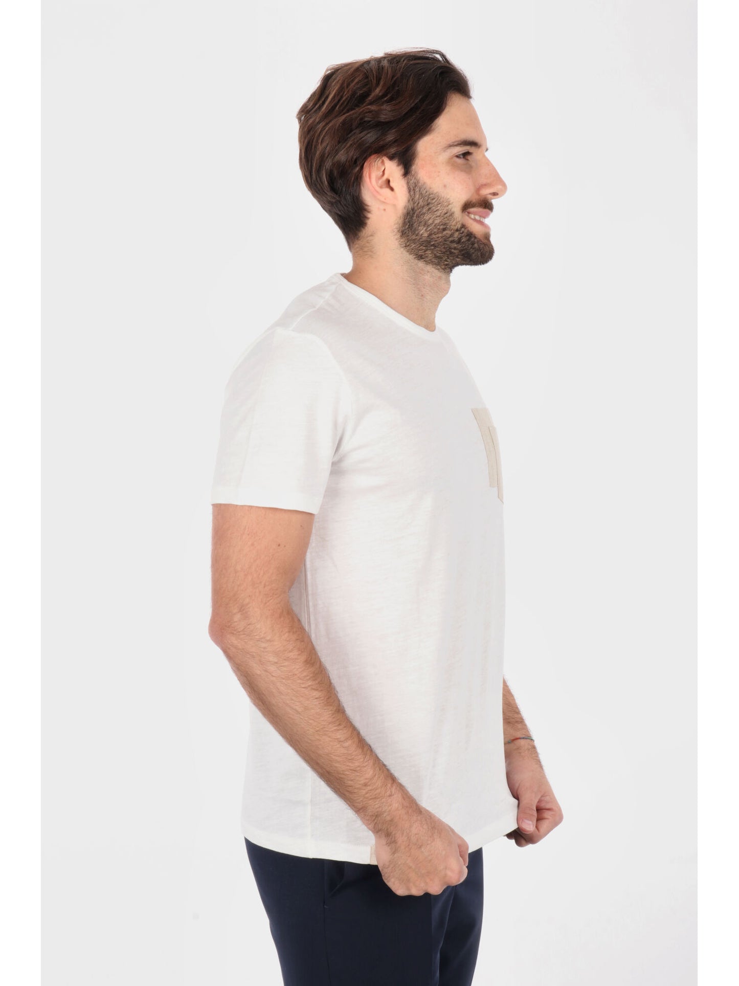 T-SHIRT CON TASCHINO YES ZEE UOMO GESSO