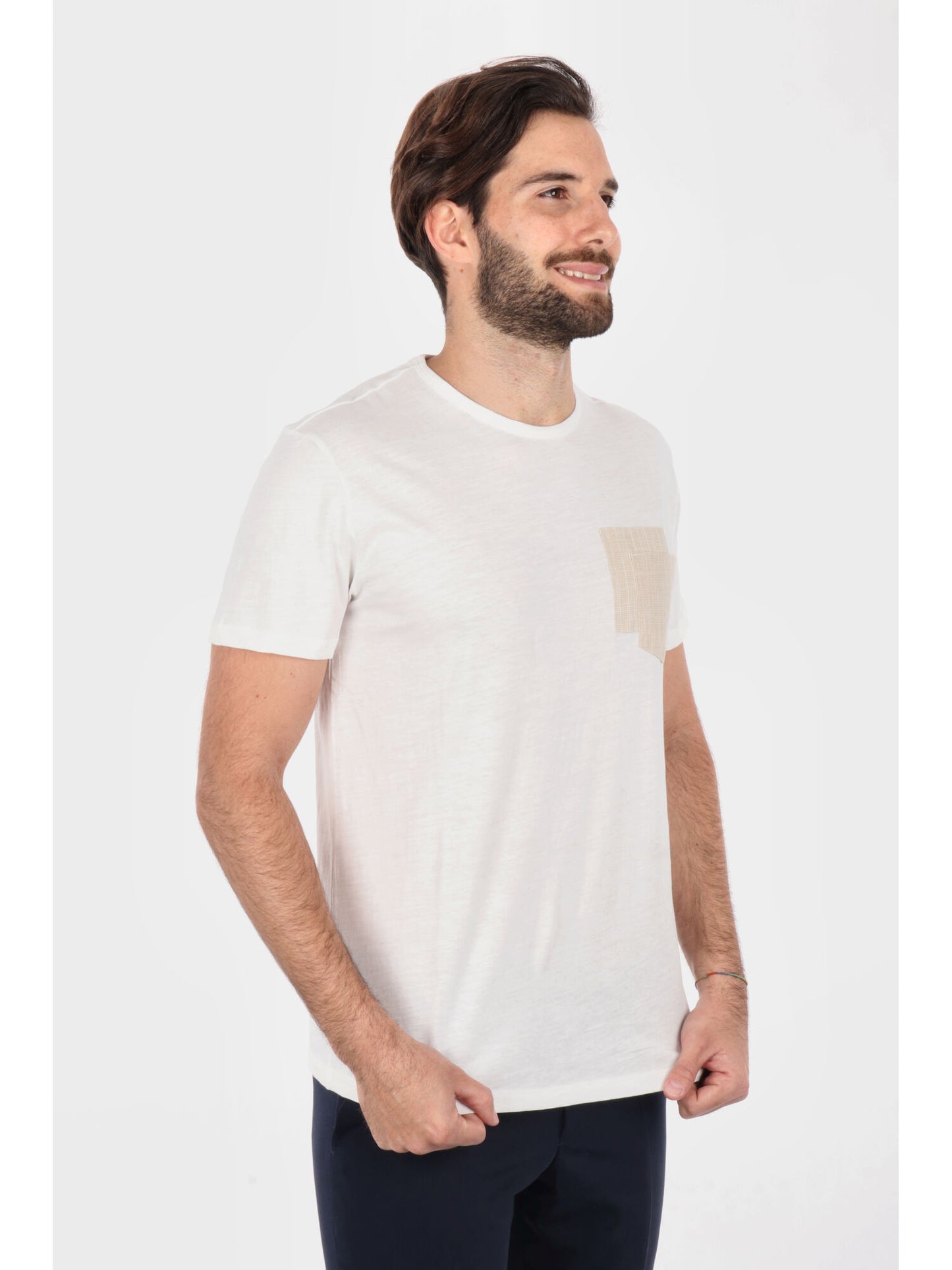 T-SHIRT CON TASCHINO YES ZEE UOMO GESSO