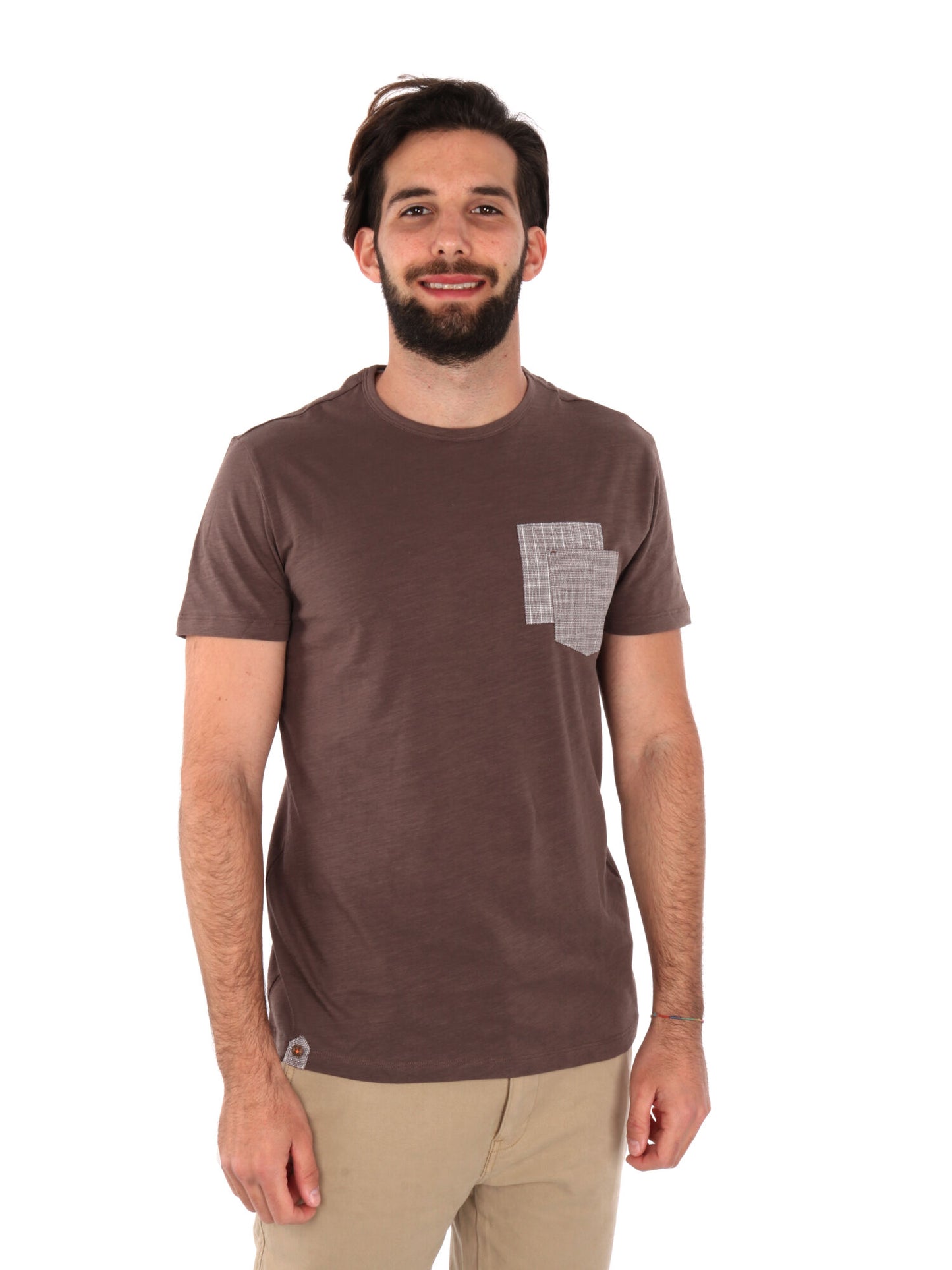 T-SHIRT CON TASCHINO YES ZEE UOMO TESTA DI MORO