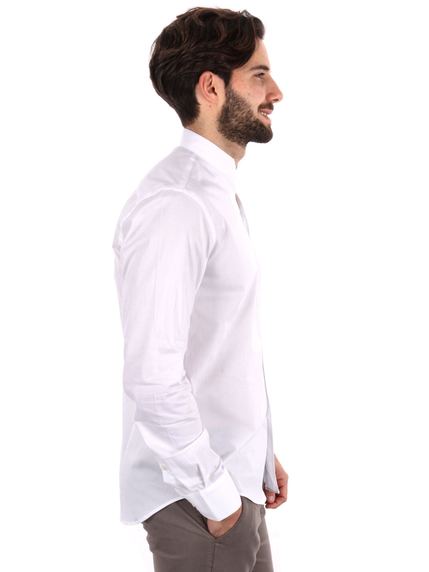 CAMICIA COLLO COREANO APERTO FB UOMO BIANCO