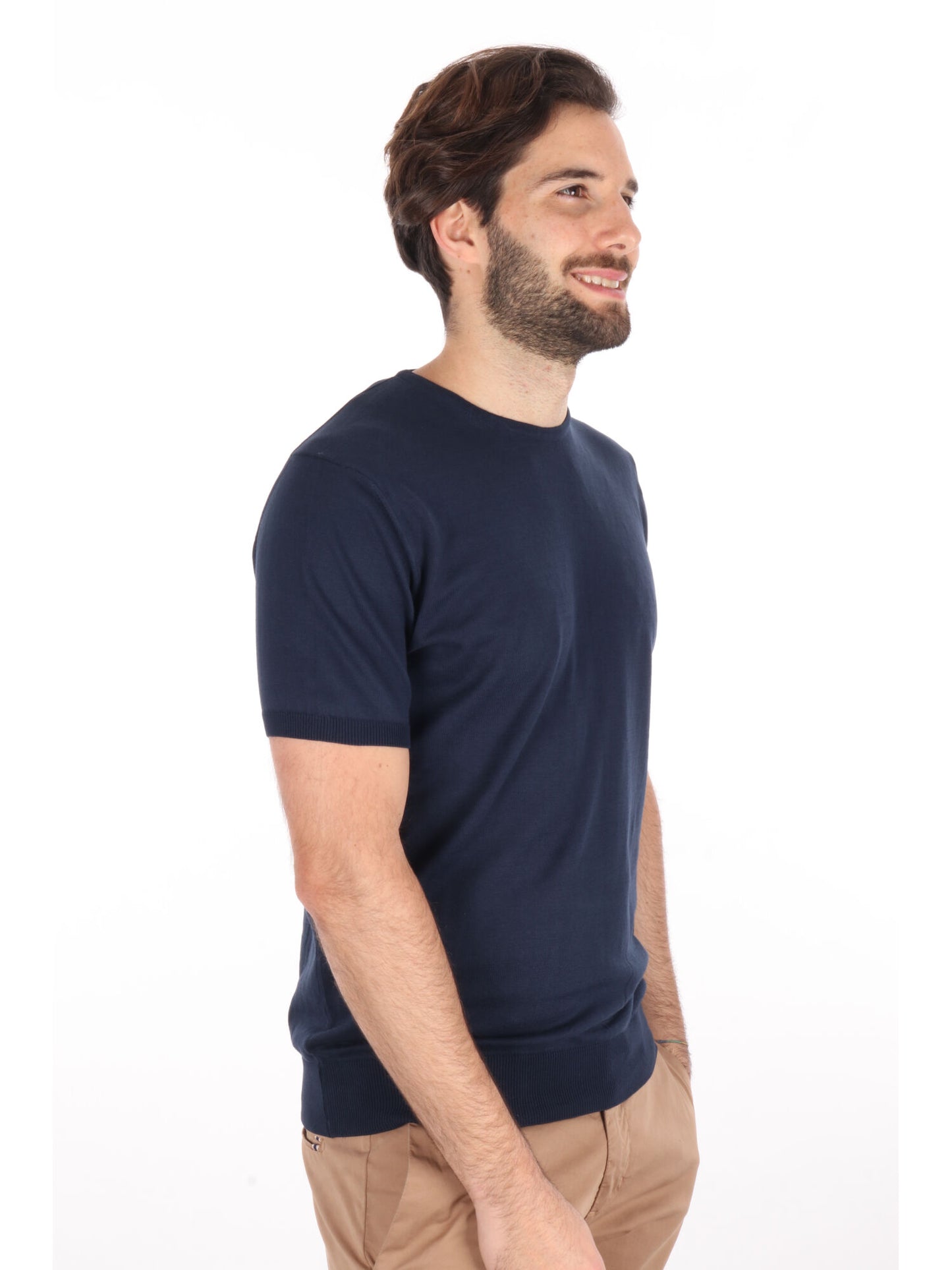 T-shirt girocollo Vitti K228 da uomo in cotone blu
