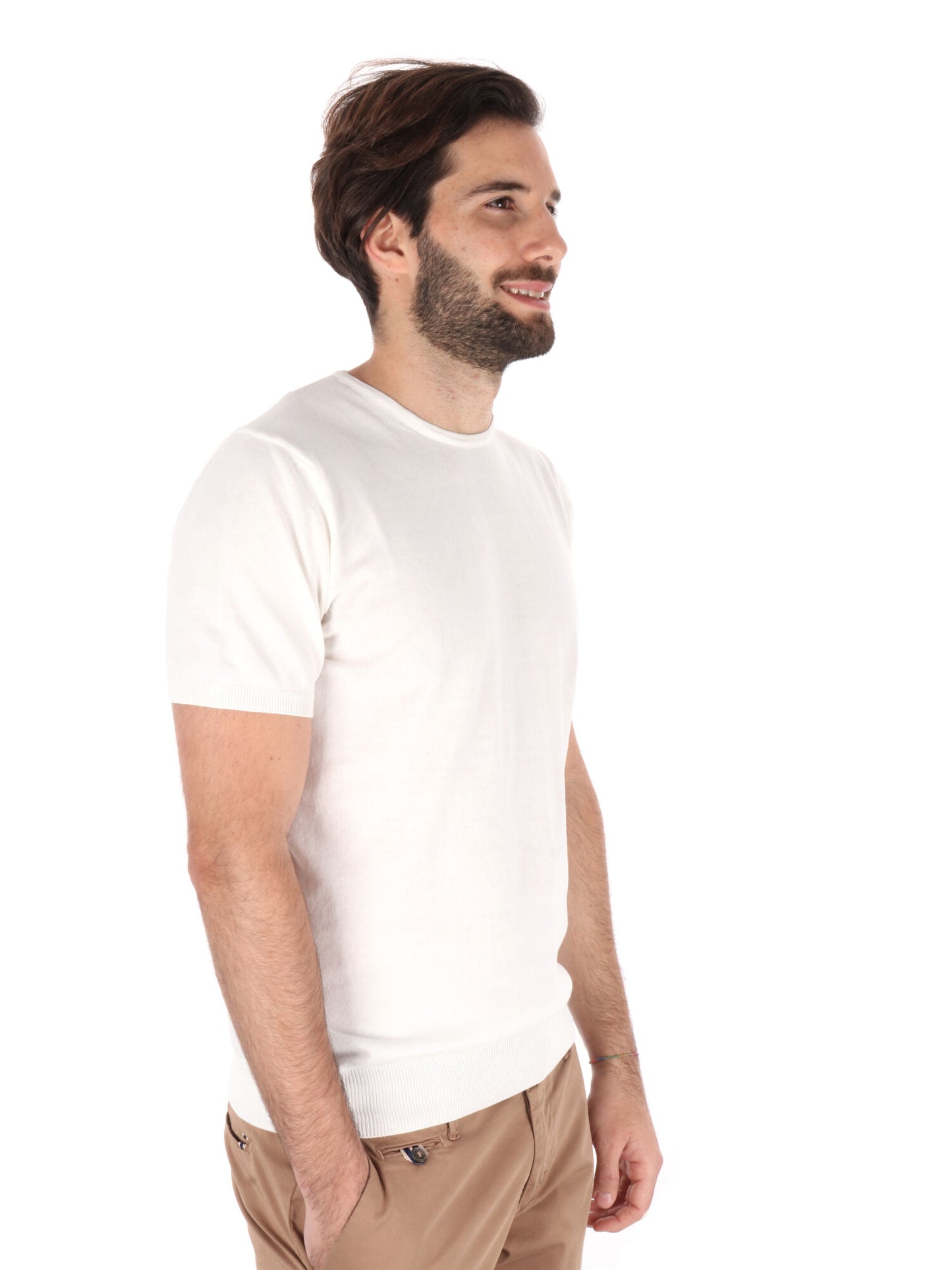 T-shirt girocollo FB Vitti K652 da uomo in cotone bianca