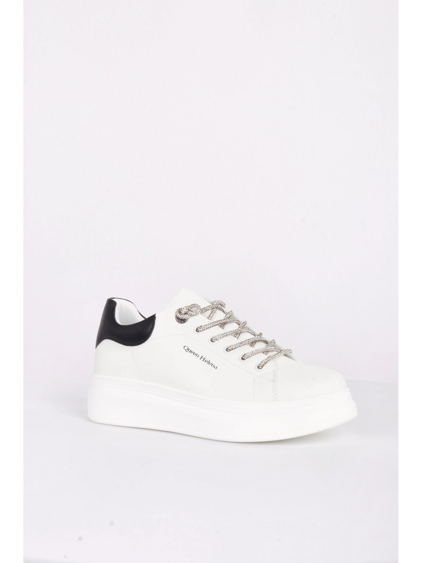 SNEAKERS CON PLATFORM E ZIP QUEEN HELENA DONNA BIANCO-NERO