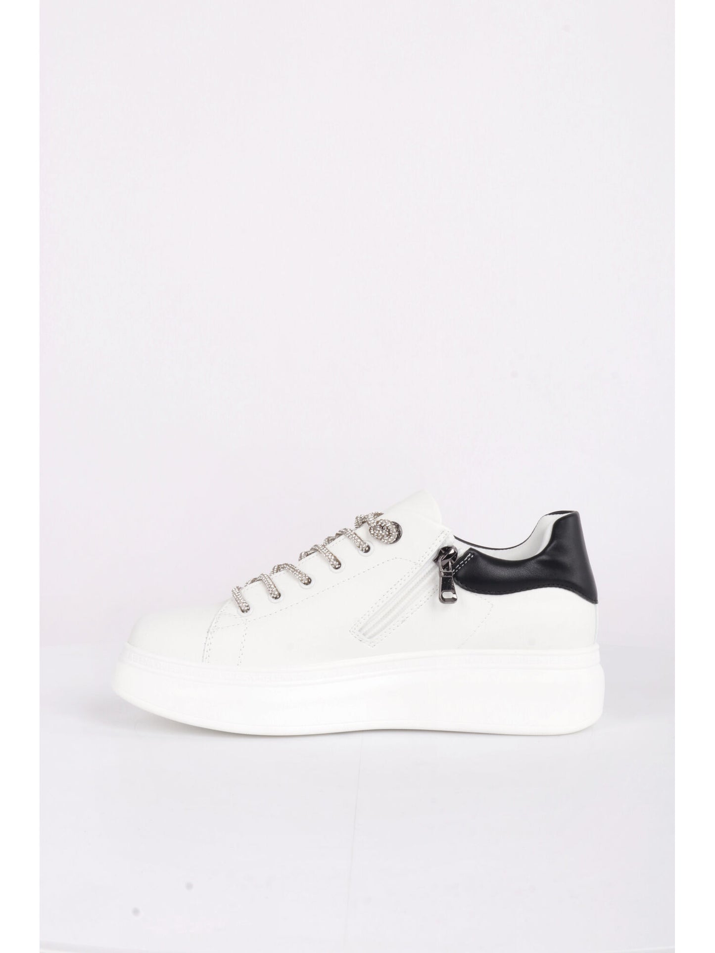 SNEAKERS CON PLATFORM E ZIP QUEEN HELENA DONNA BIANCO-NERO