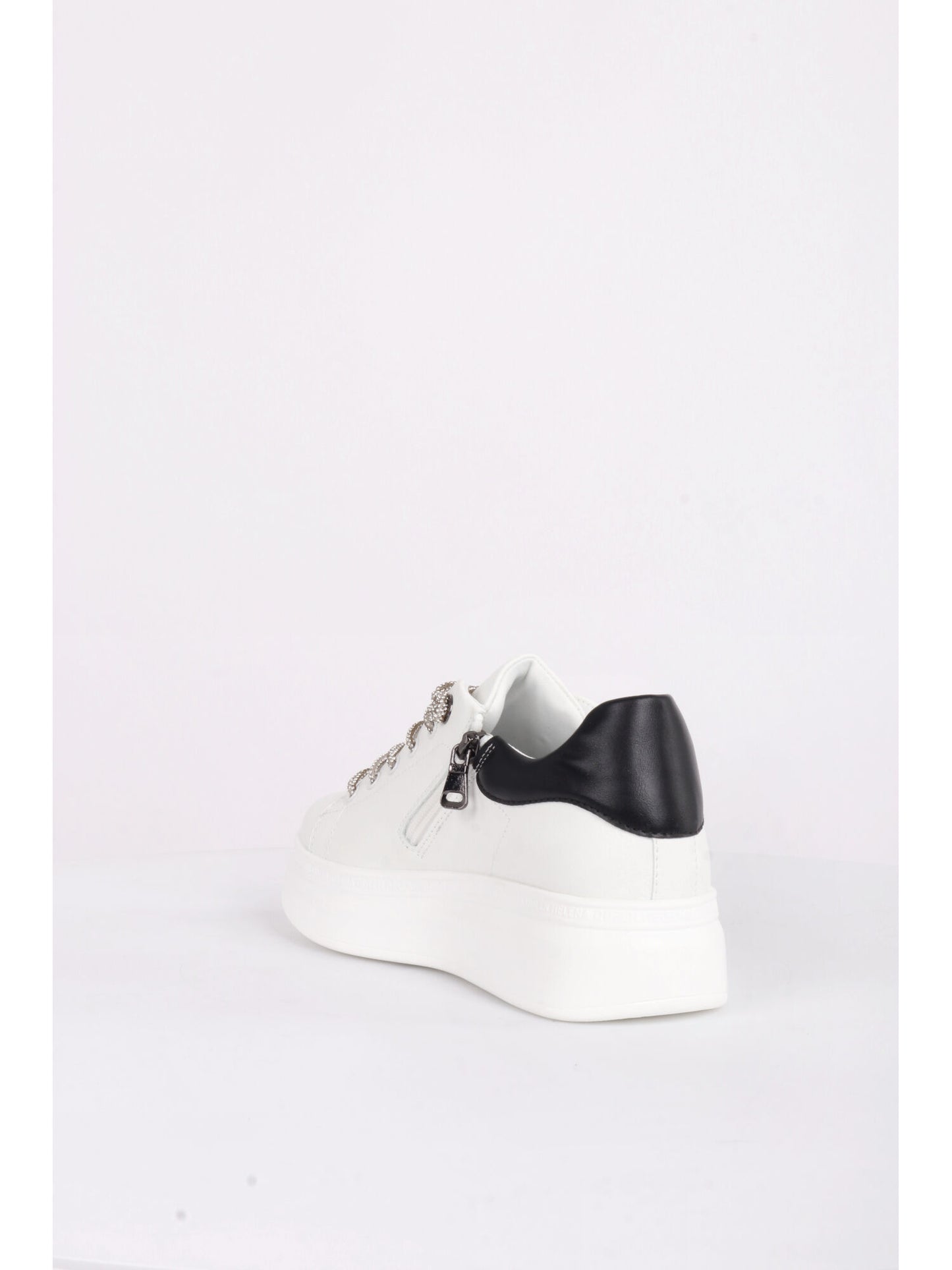 SNEAKERS CON PLATFORM E ZIP QUEEN HELENA DONNA BIANCO-NERO