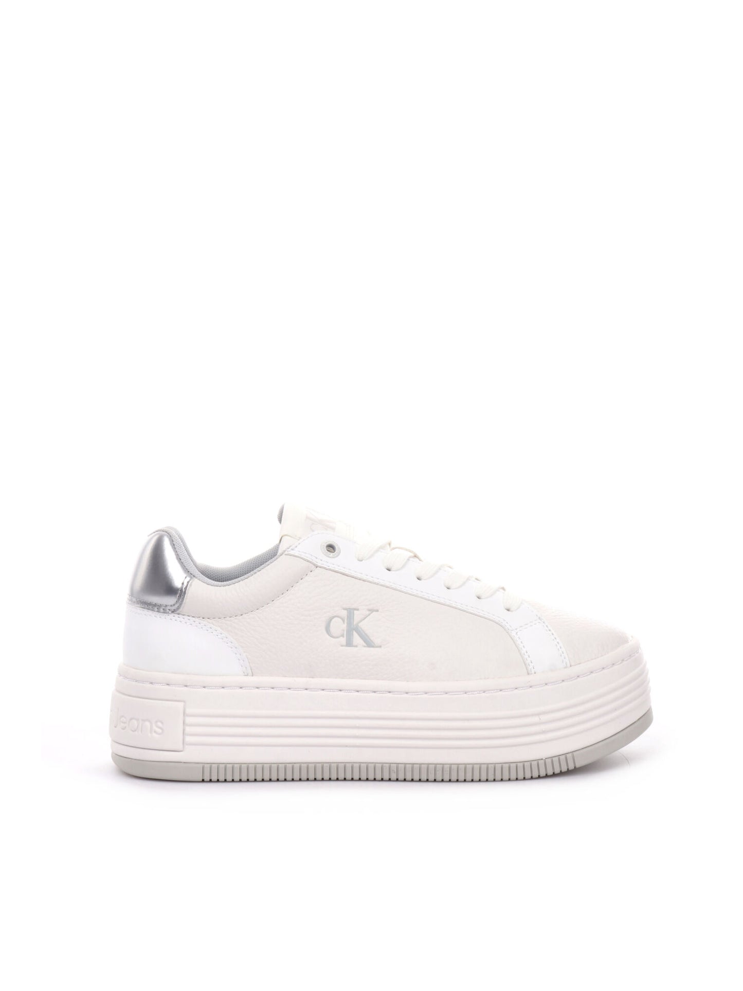 SNEAKERS BOLD FLATFORM LOW CALVIN KLEIN JEANS DONNA BIANCO ARGENTO