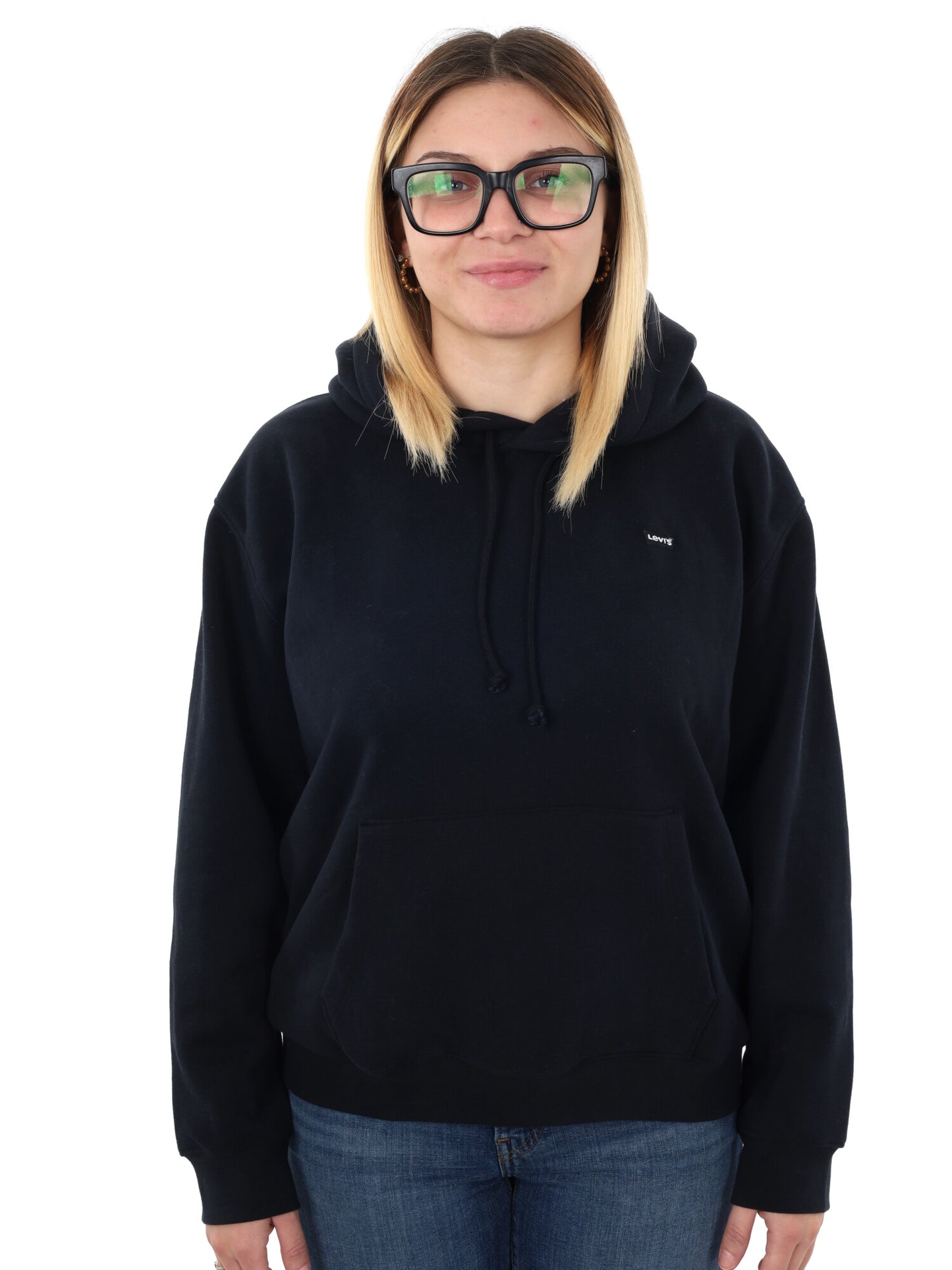 FELPA BASIC CON CAPPUCCIO LEVI'S DA DONNA NERO