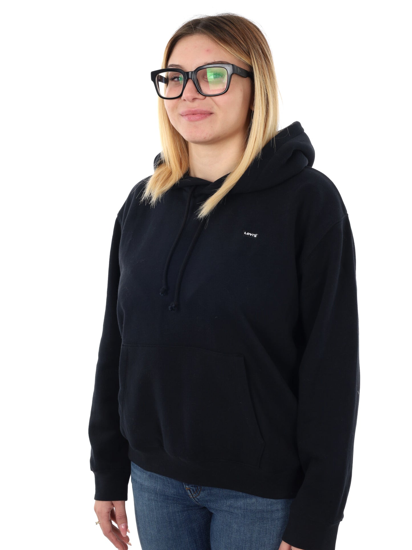 FELPA BASIC CON CAPPUCCIO LEVI'S DA DONNA NERO