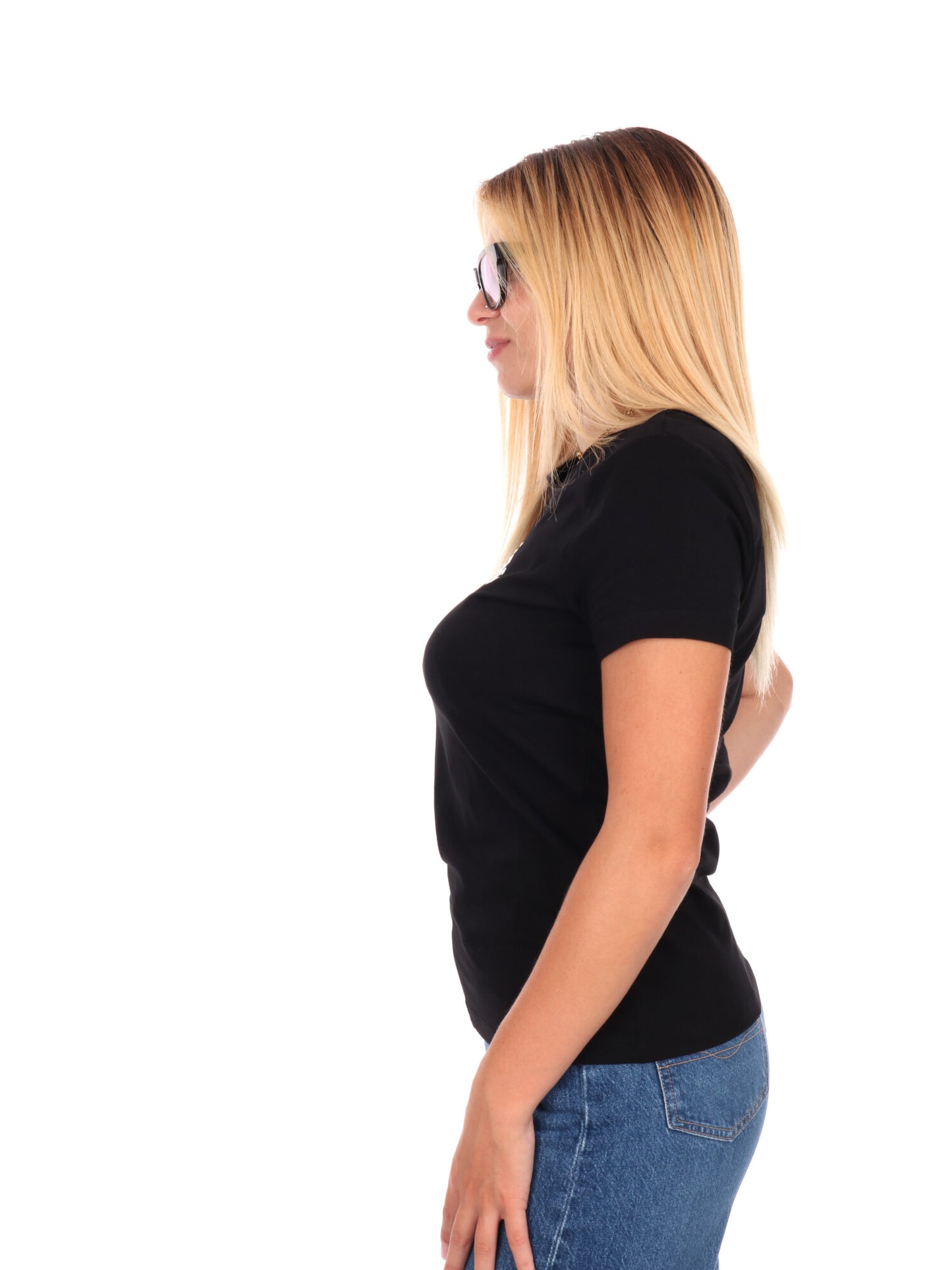 T-SHIRT CON LOGO APPLICATO EA7 EMPORIO ARMANI DA DONNA NERO