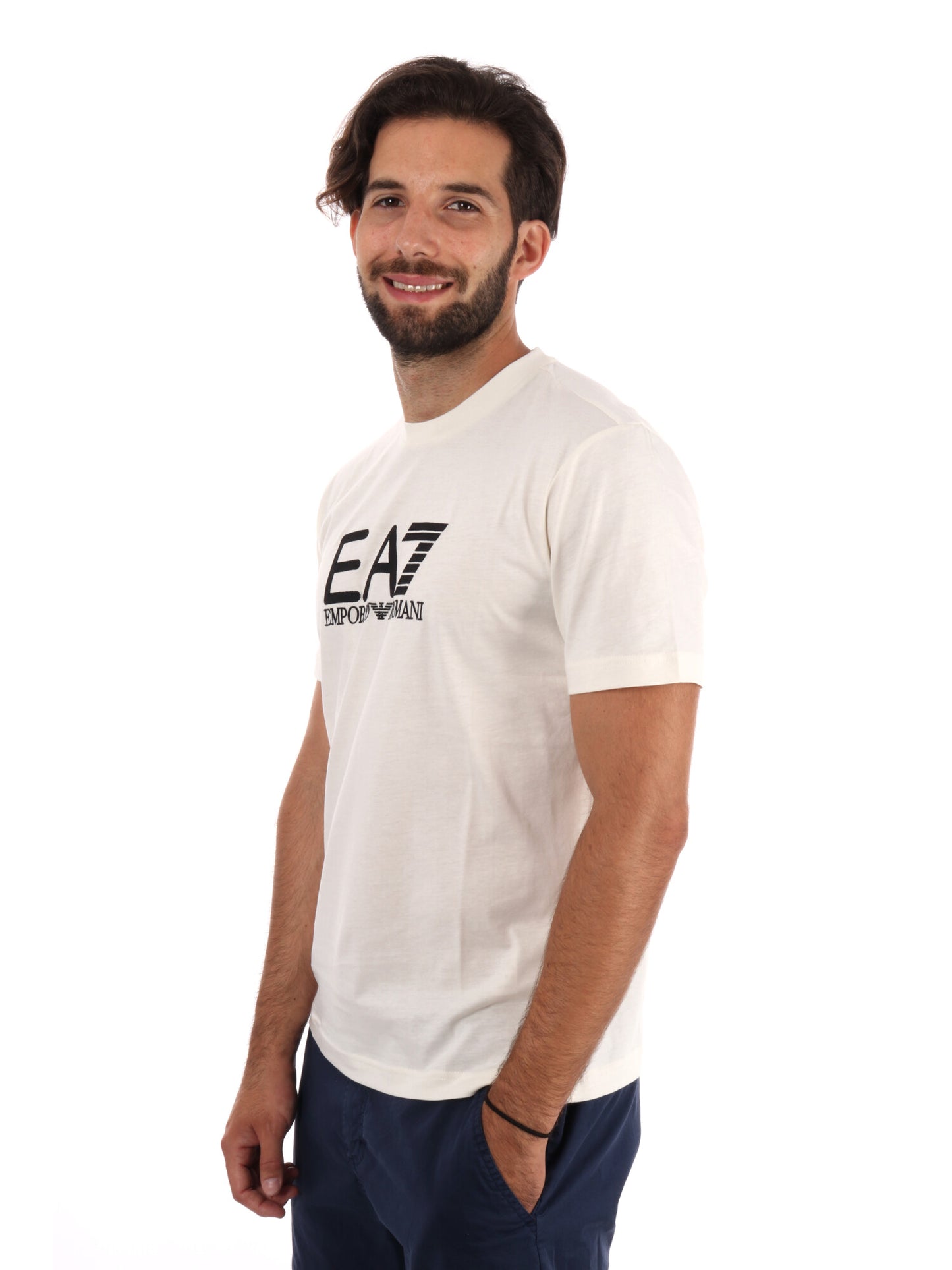 T-SHIRT GIROCOLLO TRAIN VISIBILITY EA7 EMPORIO ARMANI VANIGLIA