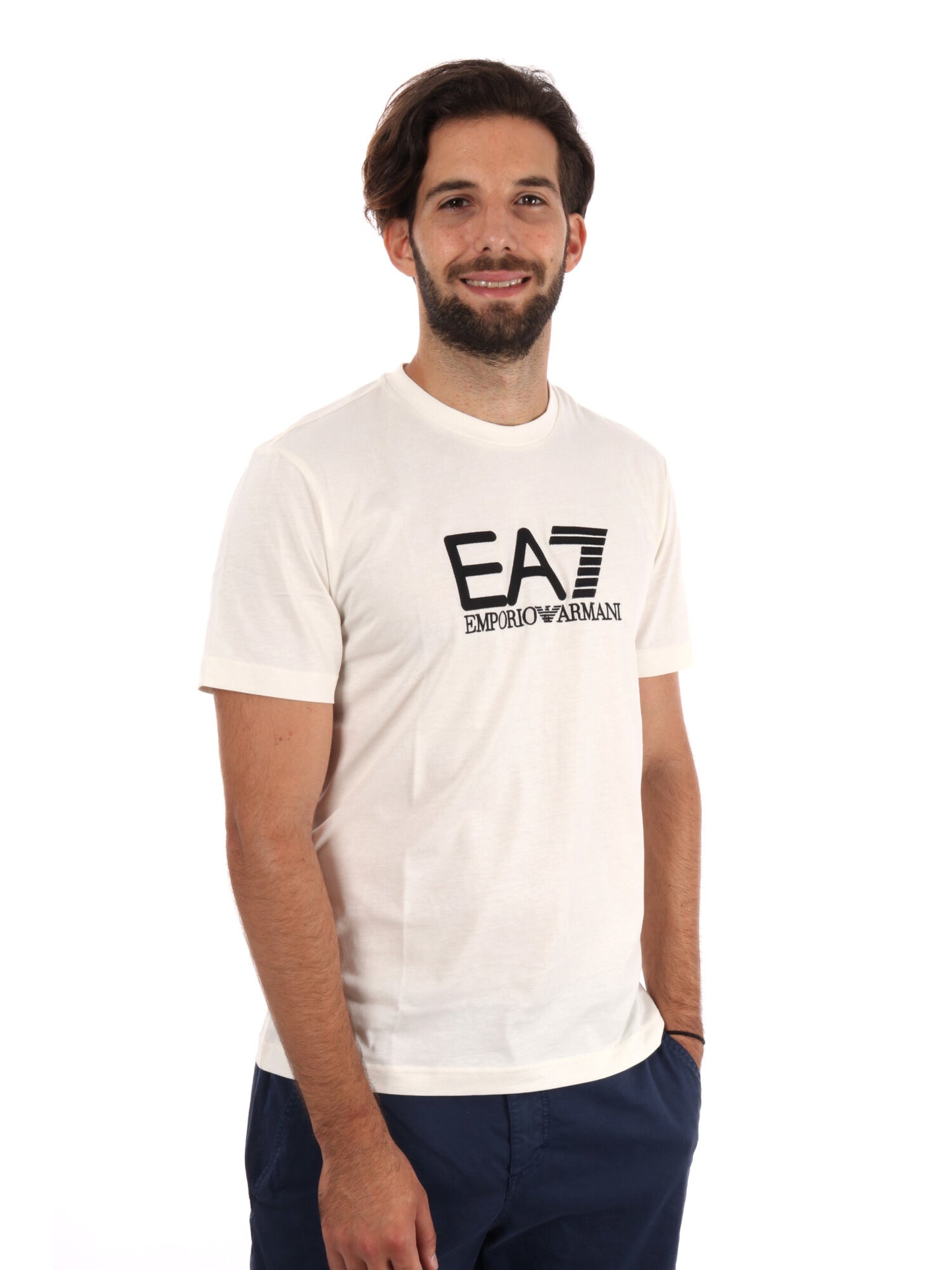 T-SHIRT GIROCOLLO TRAIN VISIBILITY EA7 EMPORIO ARMANI VANIGLIA