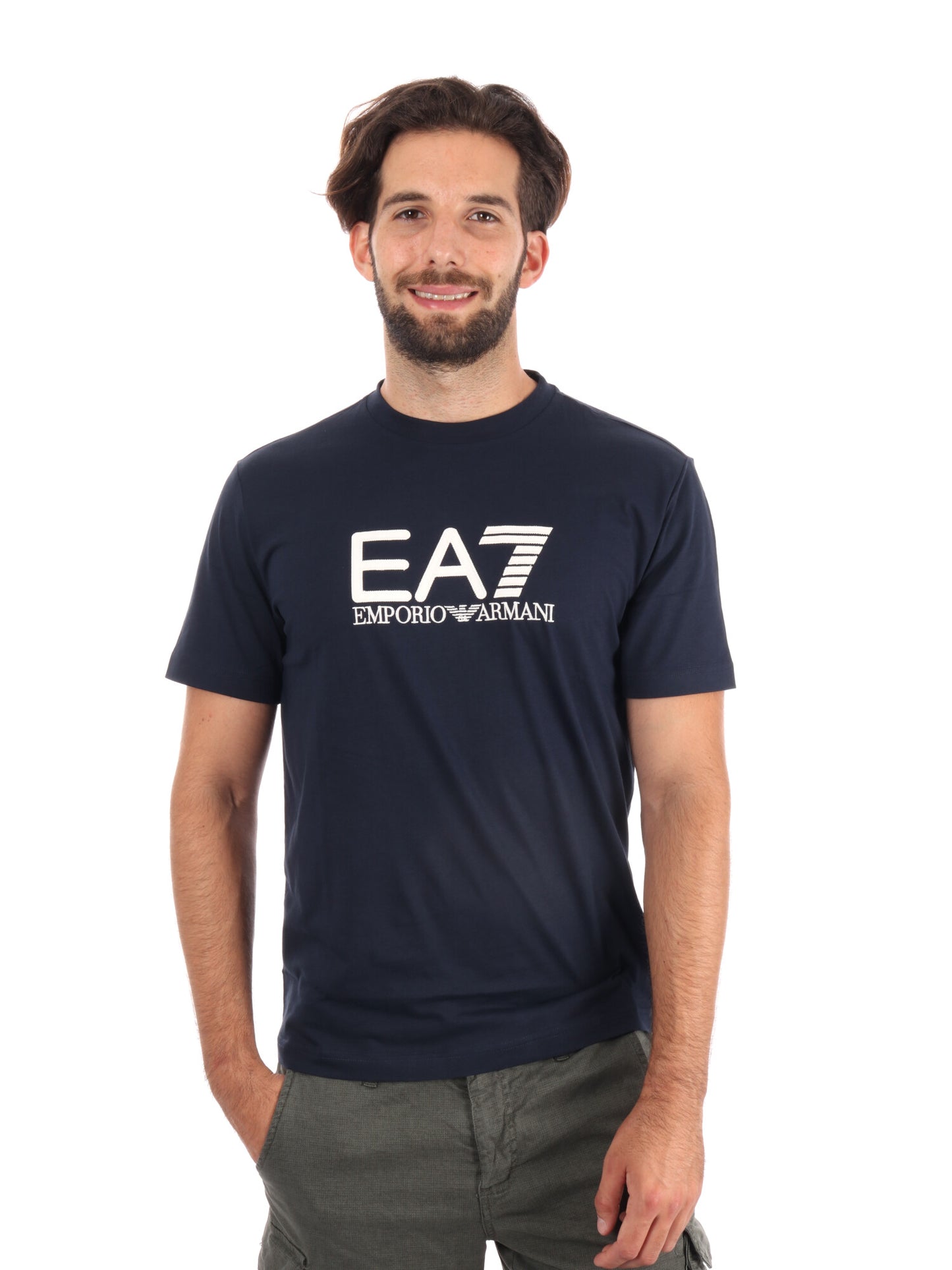 T-SHIRT GIROCOLLO TRAIN VISIBILITY EA7 EMPORIO ARMANI BLU BEIGE