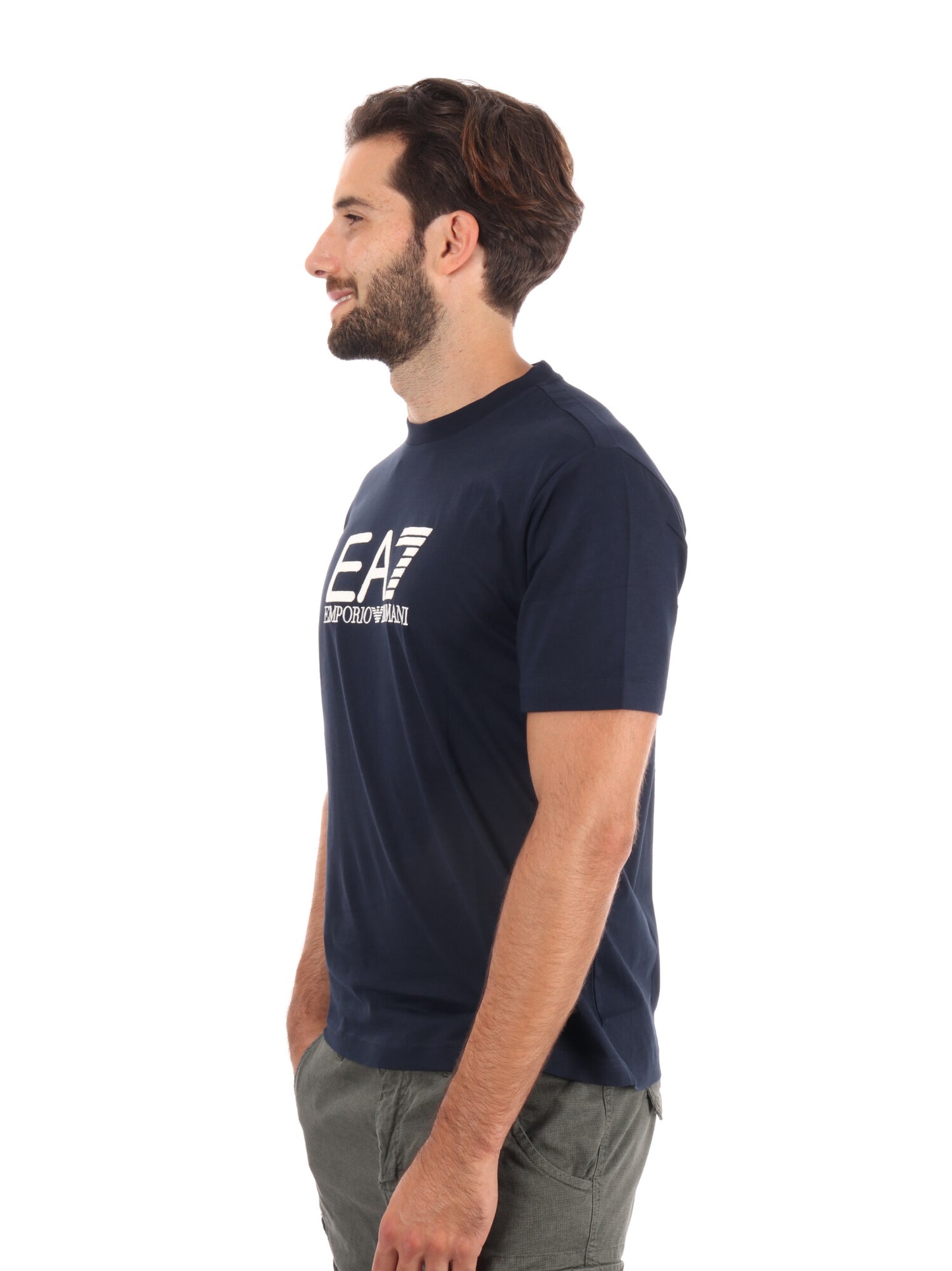 T-SHIRT GIROCOLLO TRAIN VISIBILITY EA7 EMPORIO ARMANI BLU BEIGE