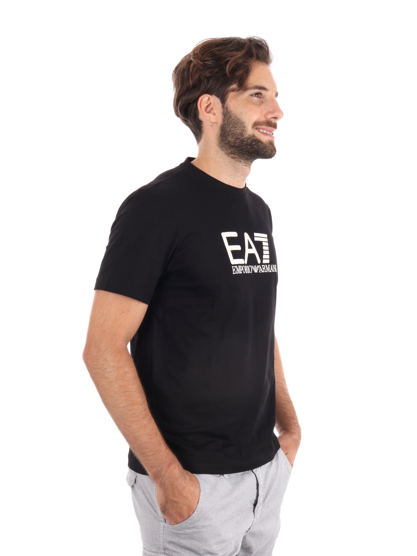 T-SHIRT GIROCOLLO TRAIN VISIBILITY EA7 EMPORIO ARMANI NERO BEIGE