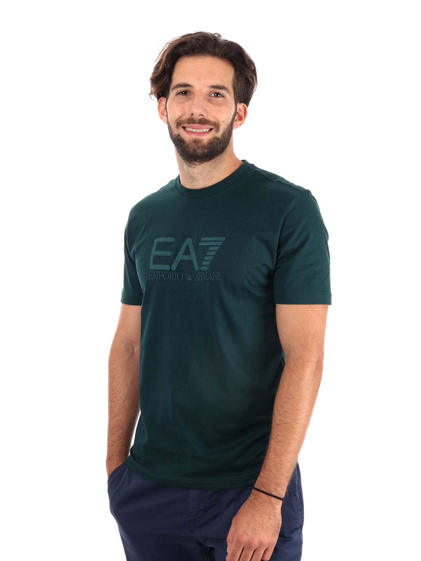 T-SHIRT GIROCOLLO TRAIN VISIBILITY EA7 EMPORIO ARMANI VERDE SCURO