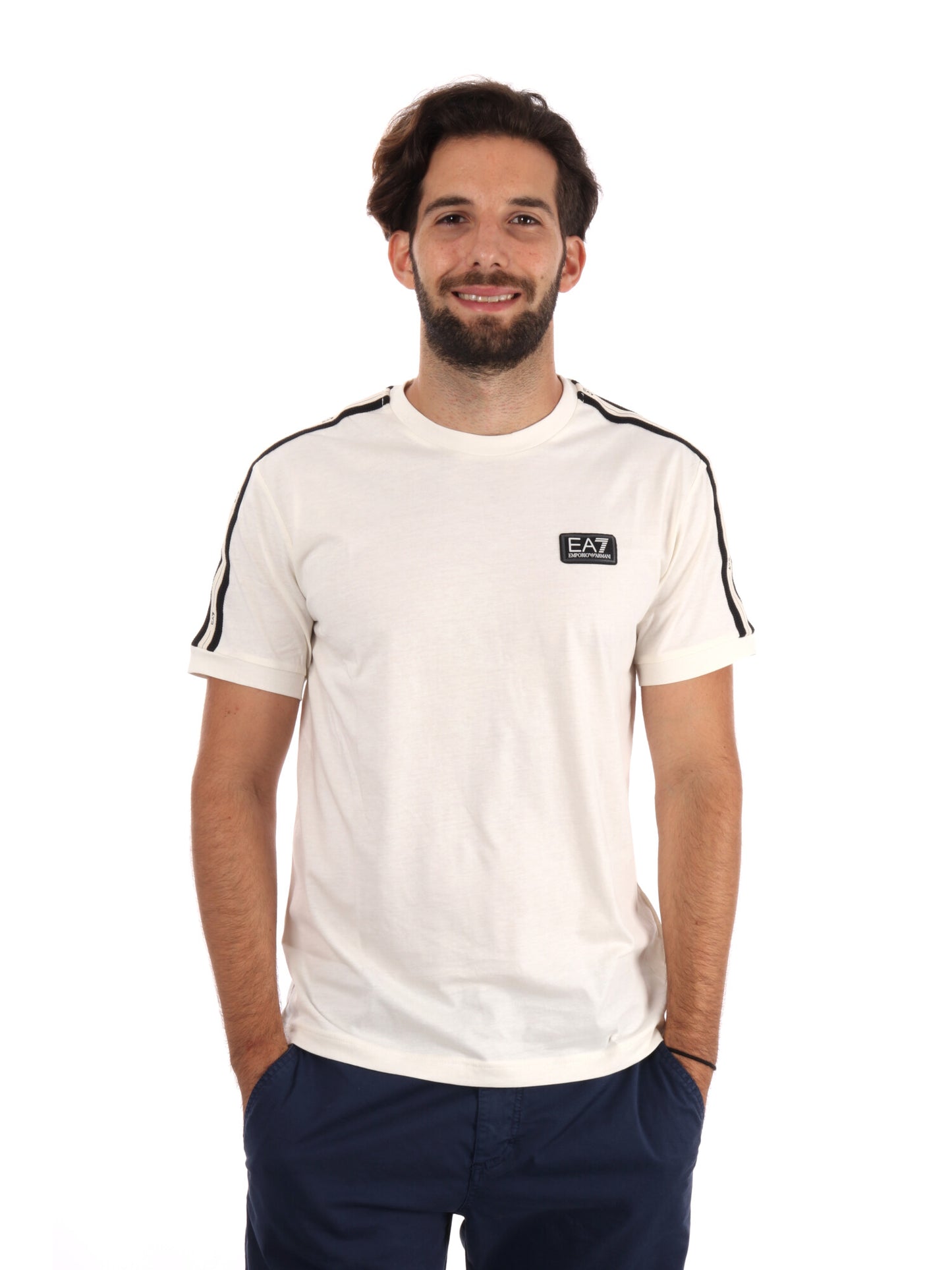 T-SHIRT MANICHE LOGATE EA7 EMPORIO ARMANI DA UOMO VANIGLIA