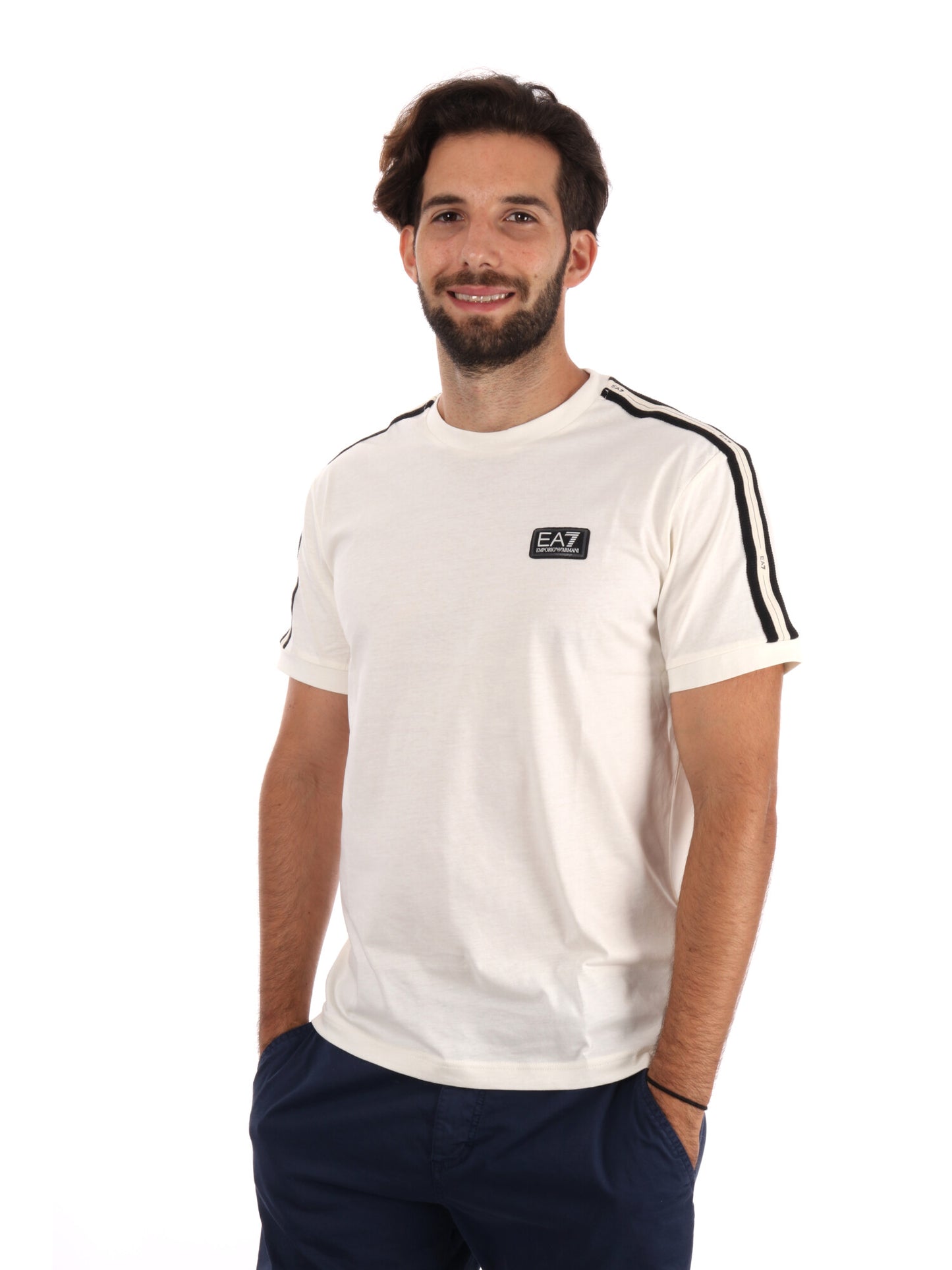 T-SHIRT MANICHE LOGATE EA7 EMPORIO ARMANI DA UOMO VANIGLIA