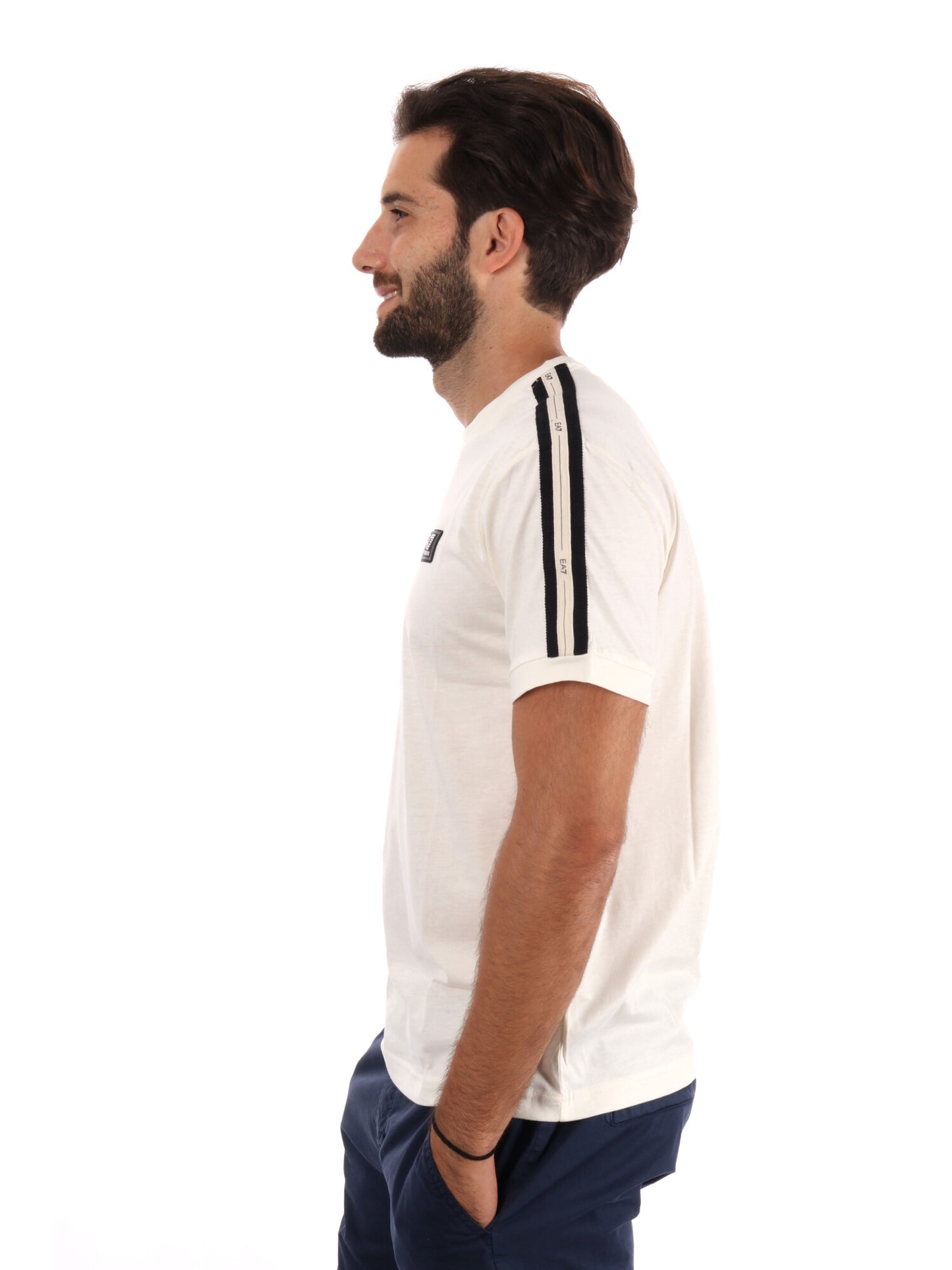 T-SHIRT MANICHE LOGATE EA7 EMPORIO ARMANI DA UOMO VANIGLIA