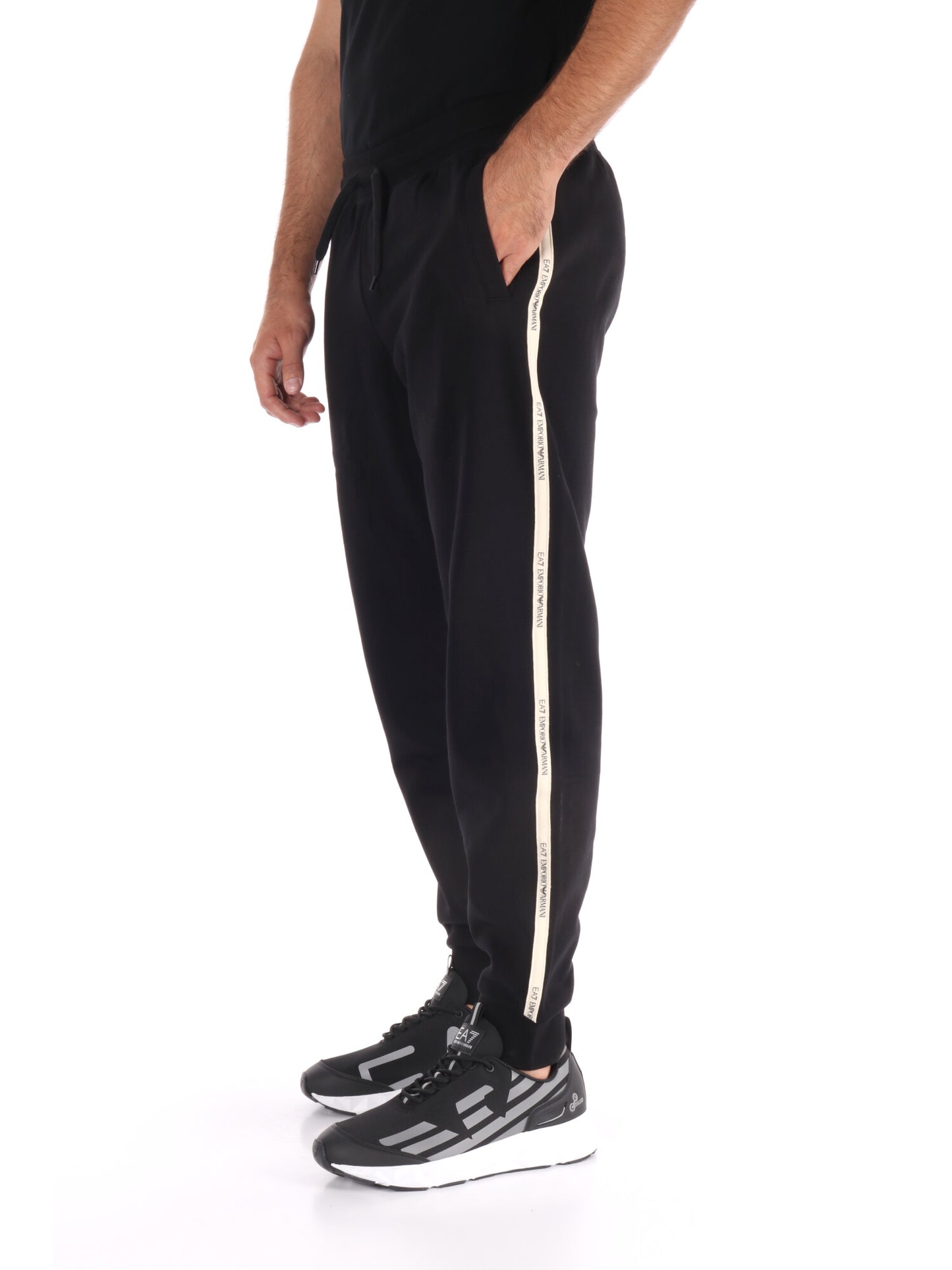 PANTALONE TRAIN LOGO SERIES EMPORIO ARMANI 7 DA UOMO NERO