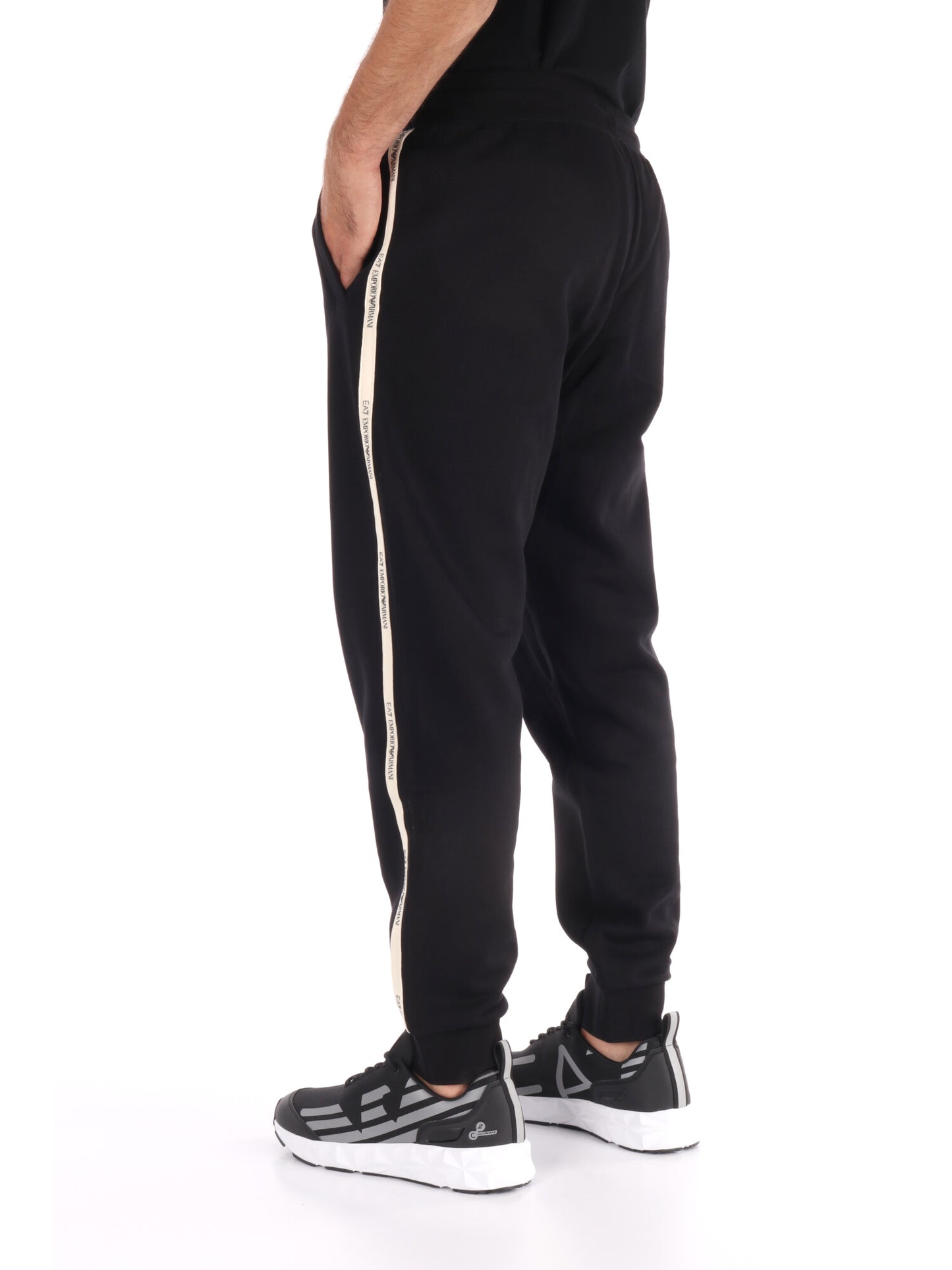 PANTALONE TRAIN LOGO SERIES EMPORIO ARMANI 7 DA UOMO NERO