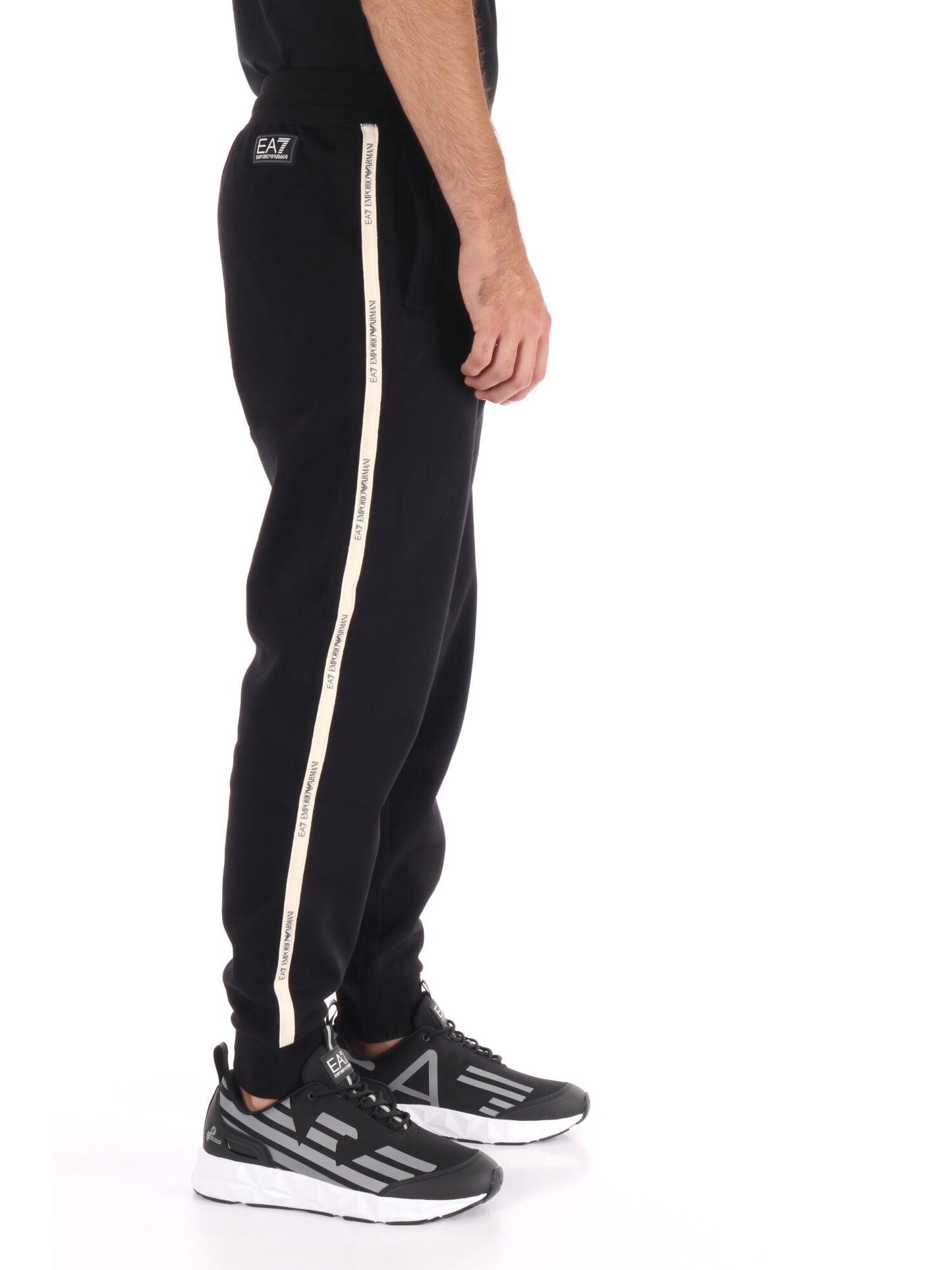 PANTALONE TRAIN LOGO SERIES EMPORIO ARMANI 7 DA UOMO NERO