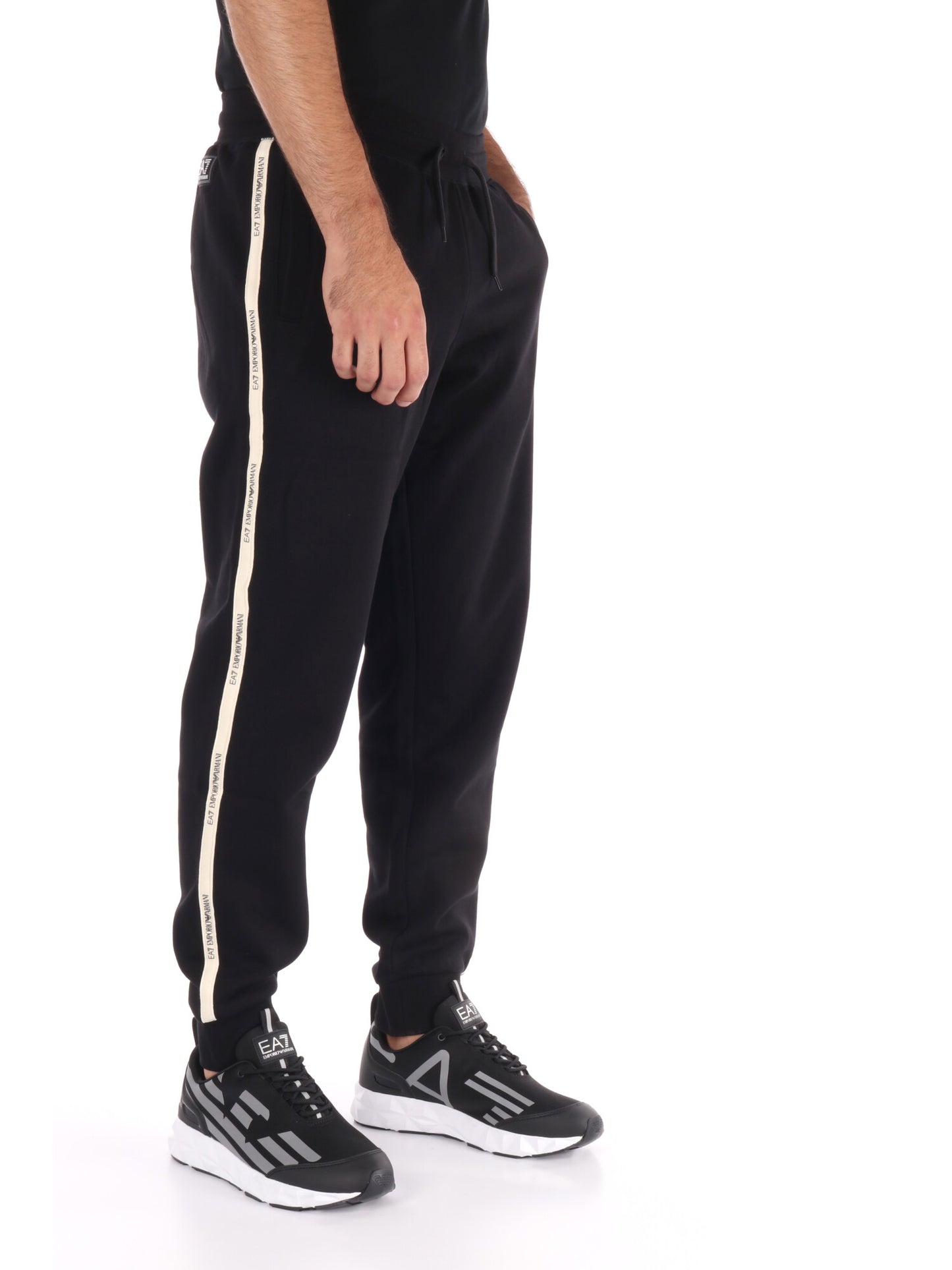 PANTALONE TRAIN LOGO SERIES EMPORIO ARMANI 7 DA UOMO NERO