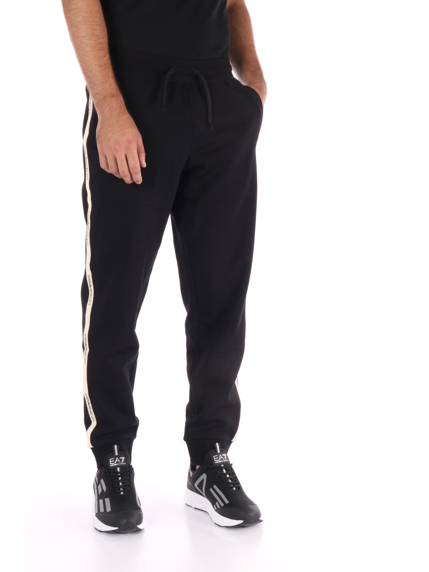 PANTALONE TRAIN LOGO SERIES EMPORIO ARMANI 7 DA UOMO NERO